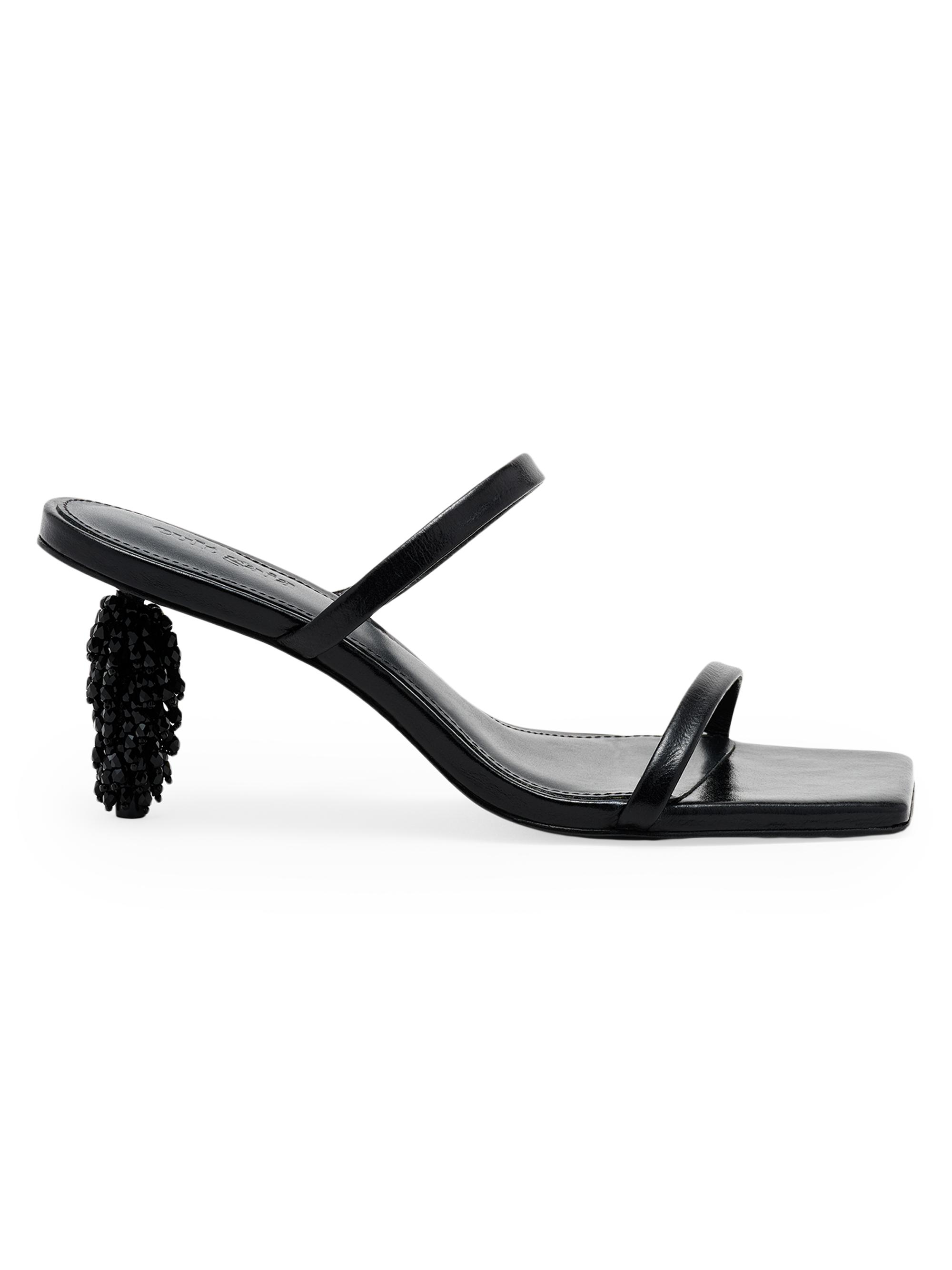 Cult Gaia Women's Riley 75MM Beaded-Heel Leather Sandals - Black