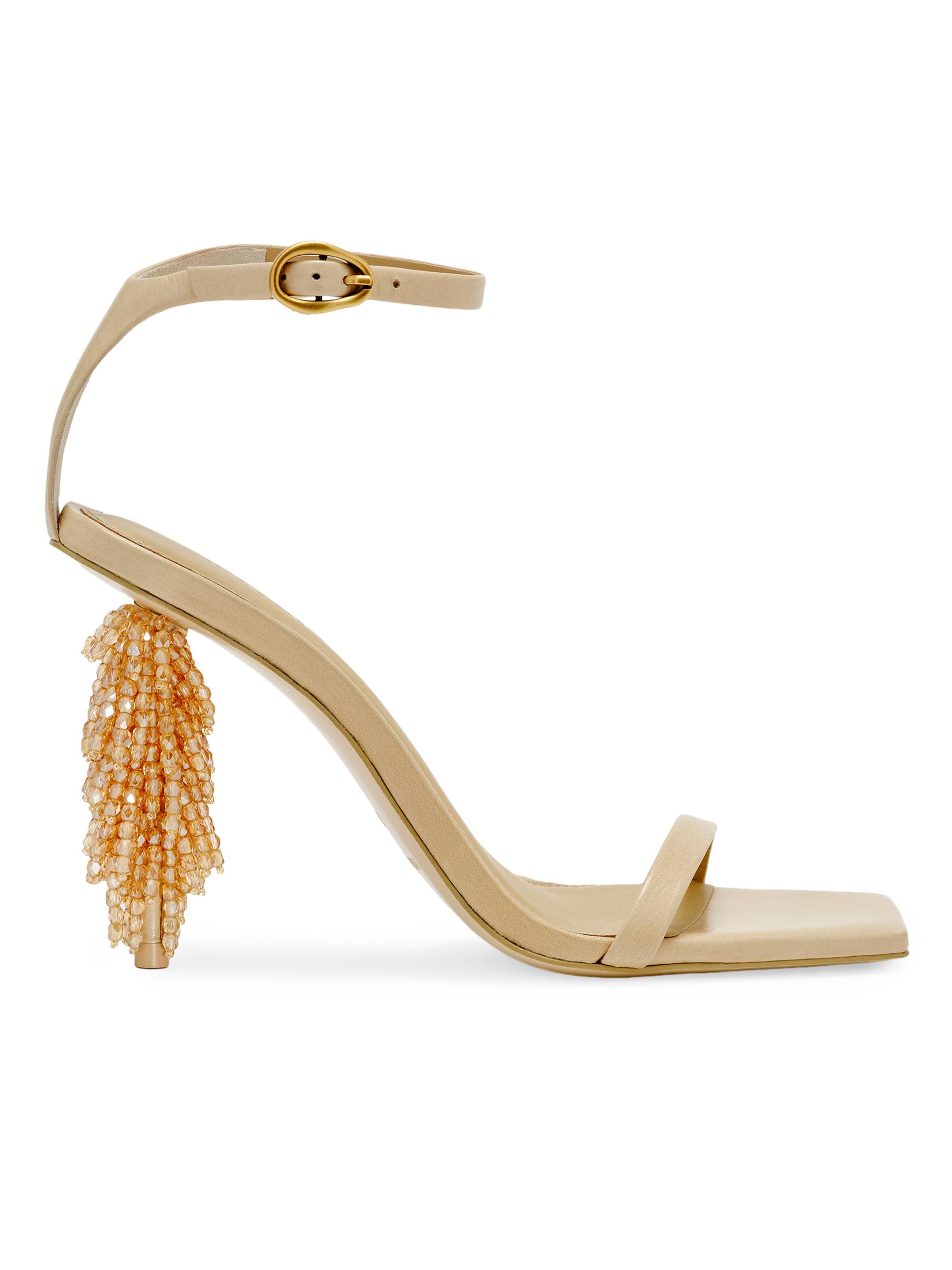 Cult Gaia Women's Sienna 90MM Beaded-Heel Leather Sandals - Sand