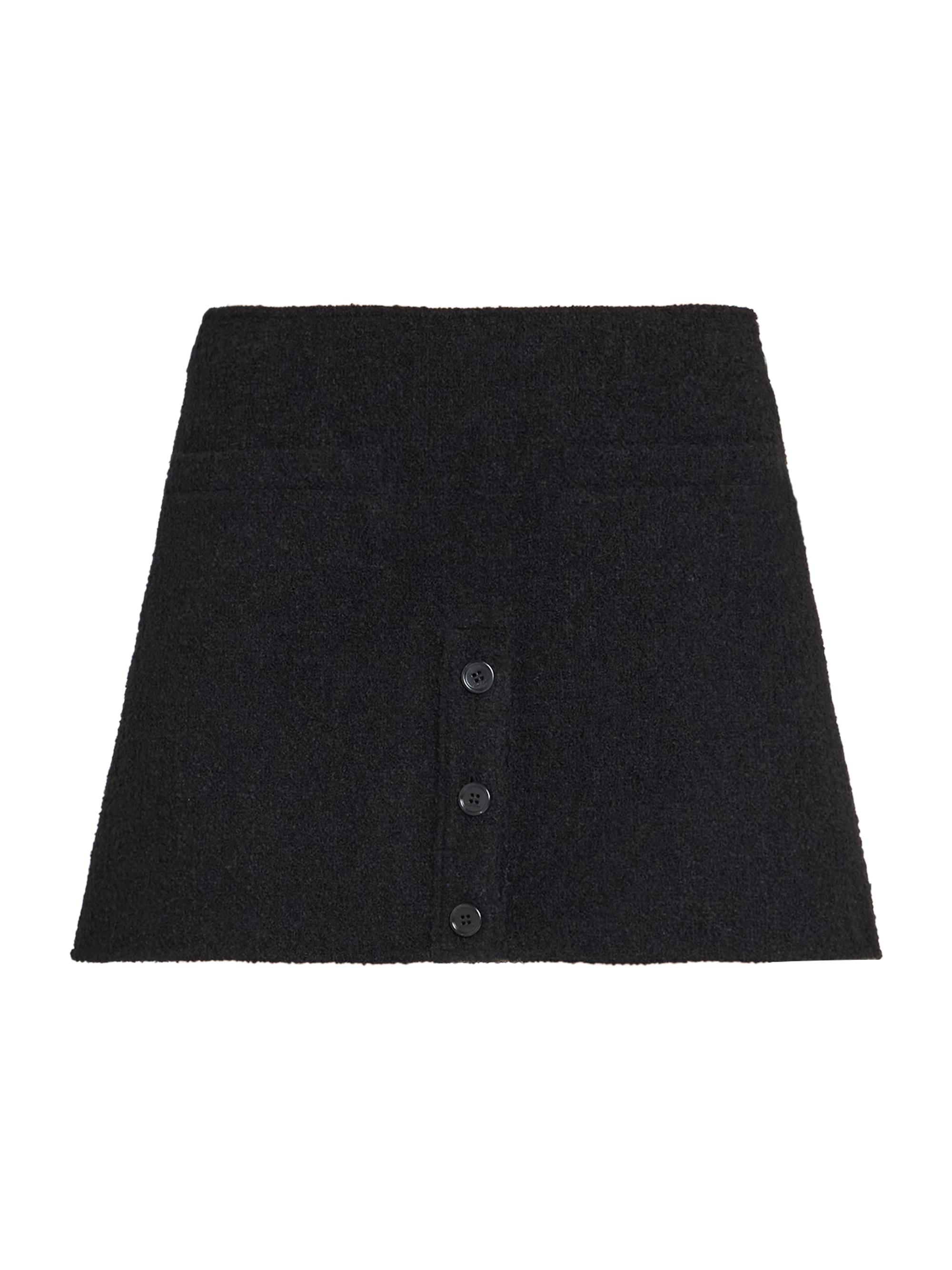 Courreges Women's Buttoned Tweed Logo A-Line Miniskirt - Black