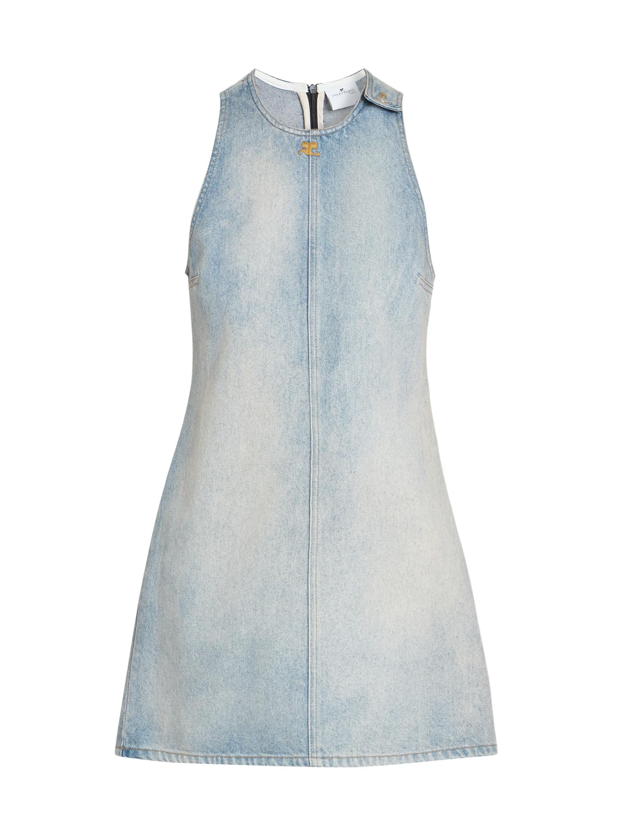 Courreges Women's Exposed-Seam Denim Minidress - Denim Bleu Delave