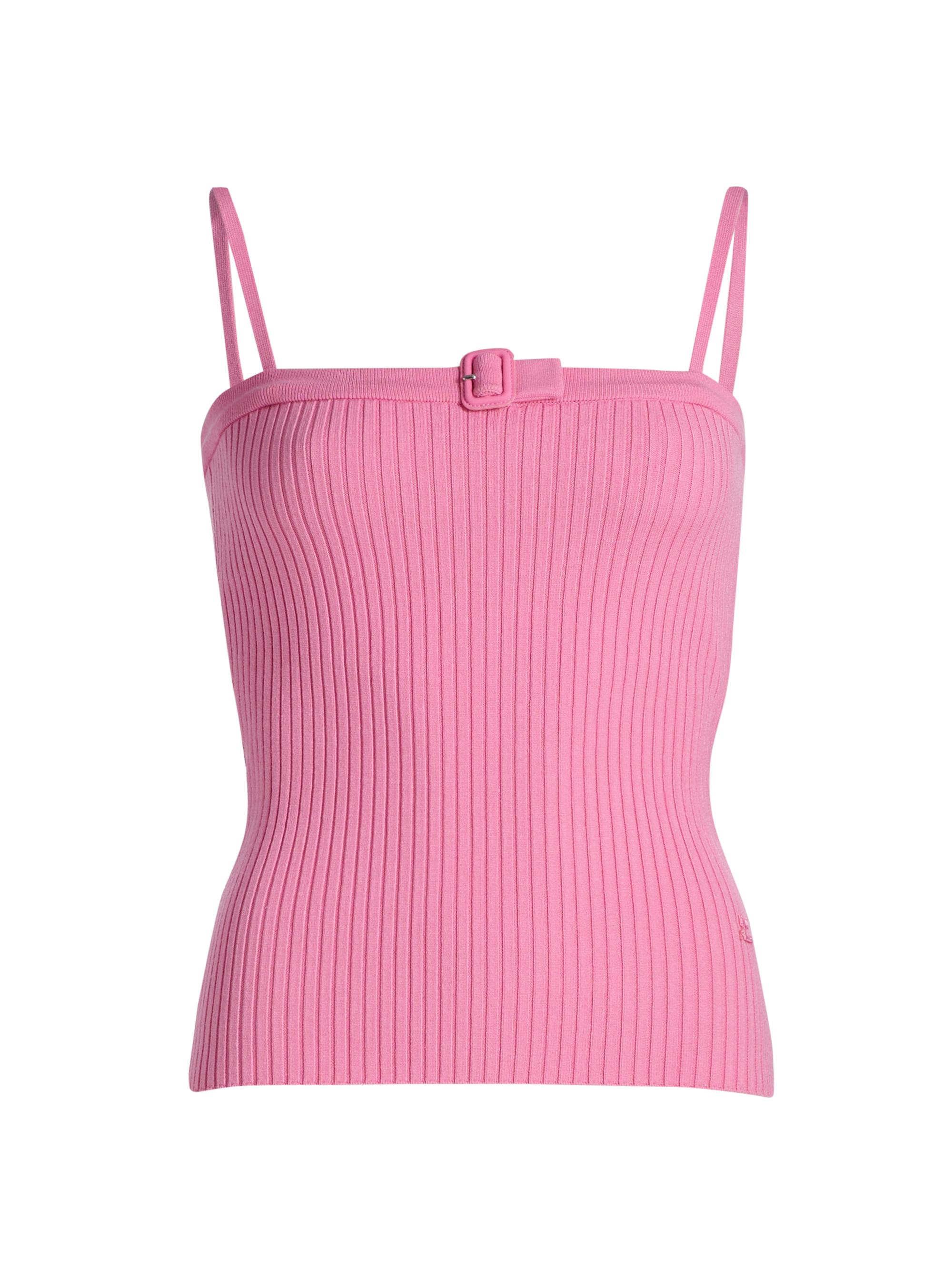 Courreges Women's Buckle Rib-Knit Top - Party Pink