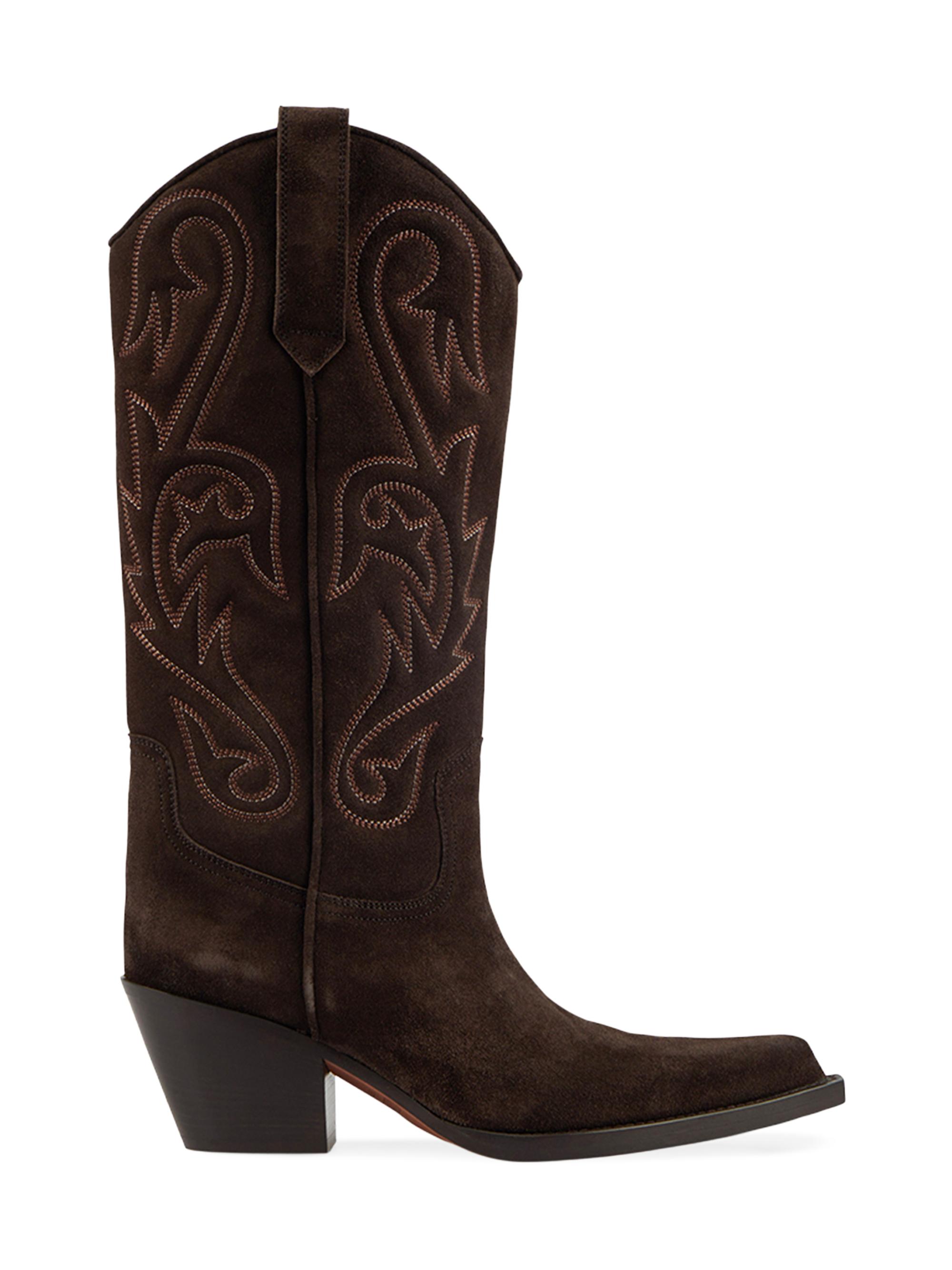 Paris Texas Women's Dakota 60MM Embroidered Suede Western Boots - Ebano