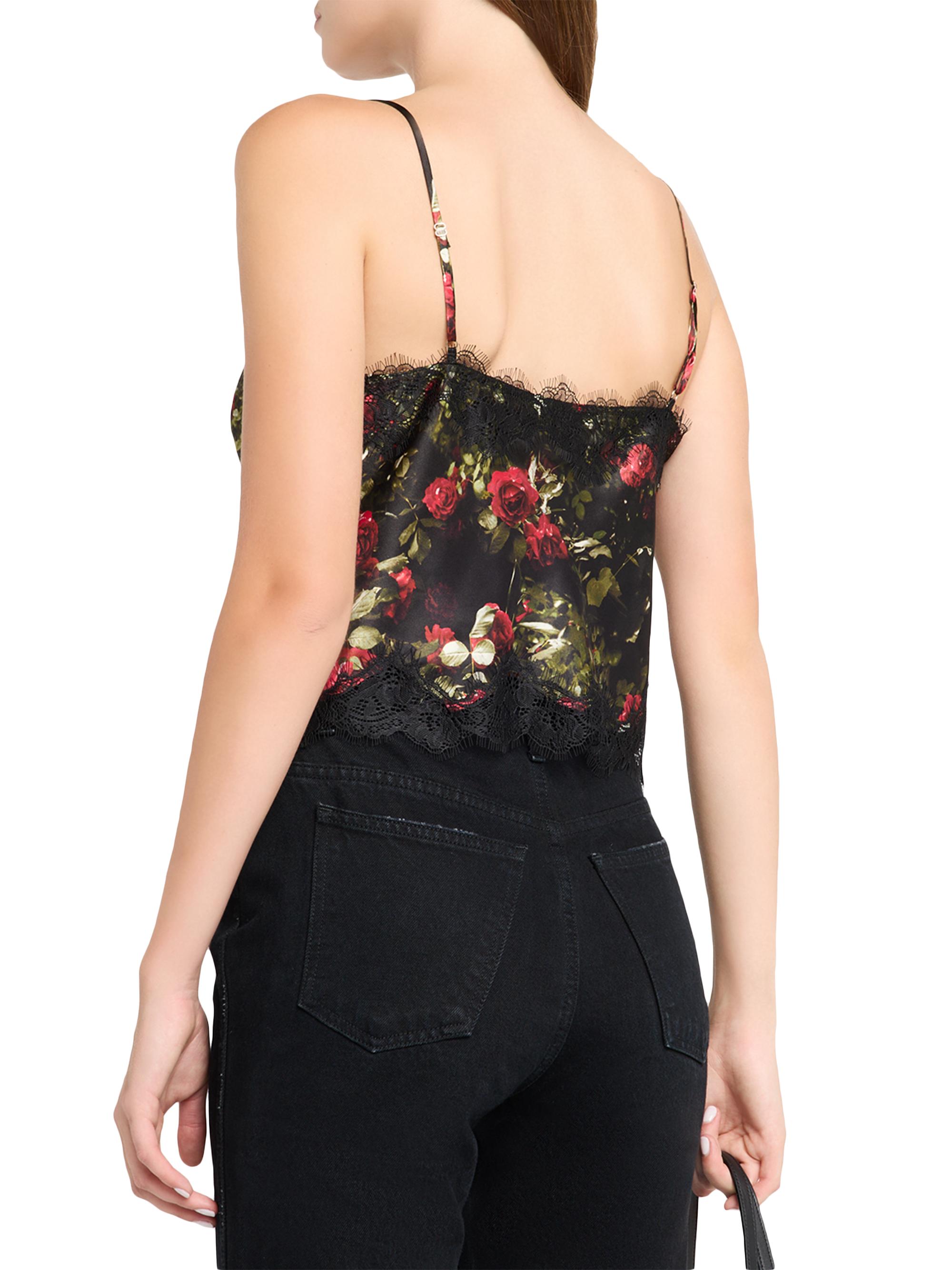 L'AGENCE Kimber Floral Lace-Trim Silk Relaxed-Fit Camisole | Saks