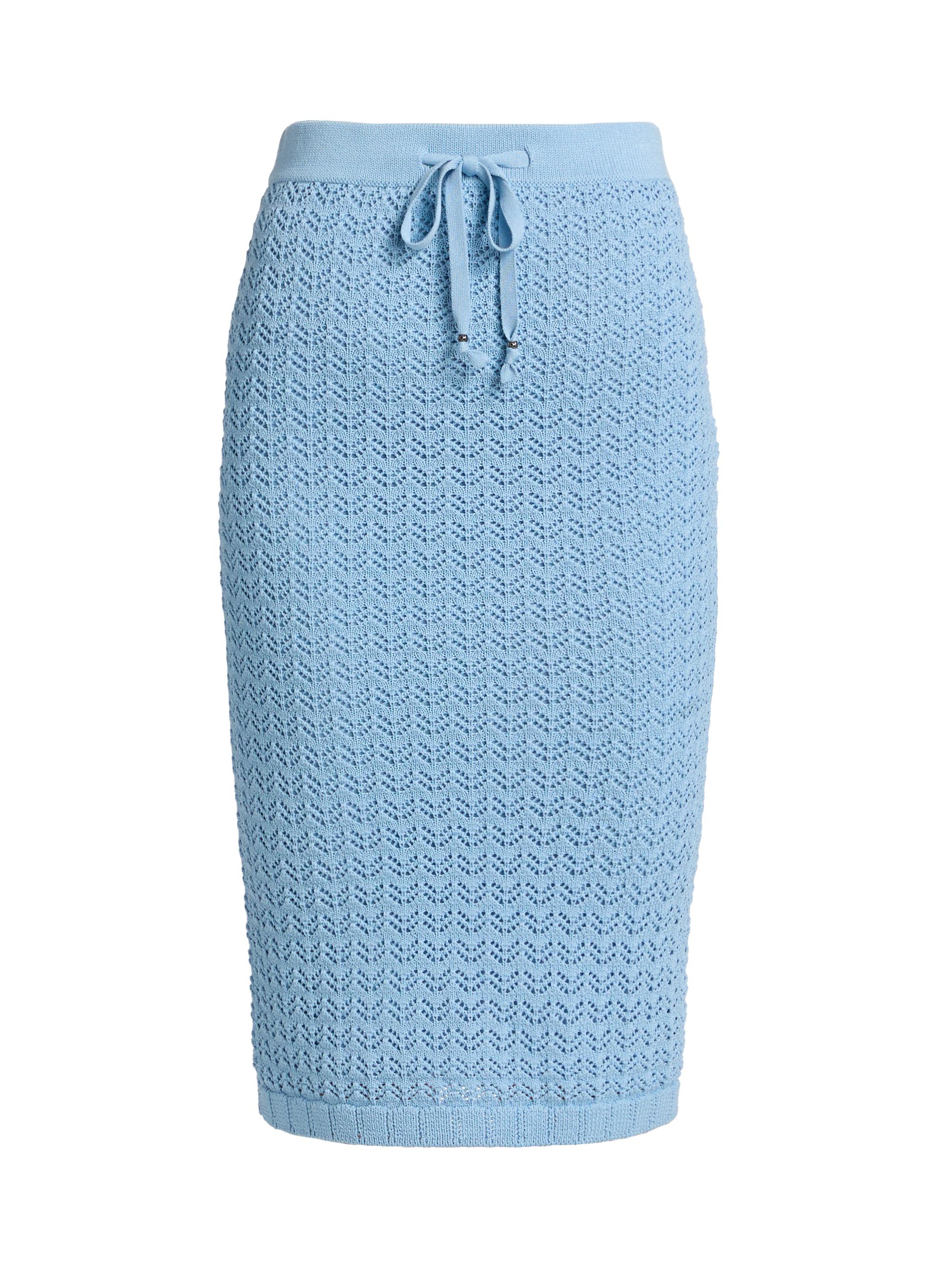 L'AGENCE Women's Lacen Pointelle-Knit Knee-Length Skirt - Pale Blue Gold