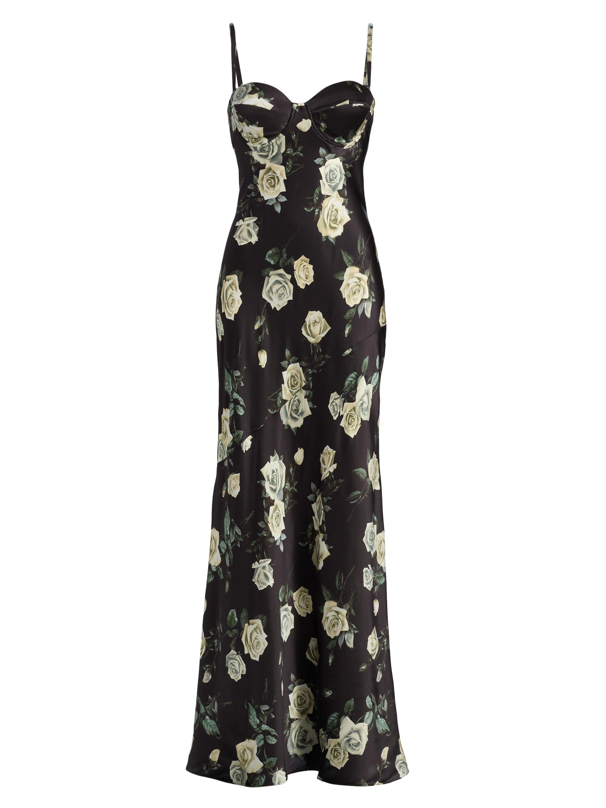 L'AGENCE Women's Sayla Floral Silk Maxi Dress - Black  Romantic Rose