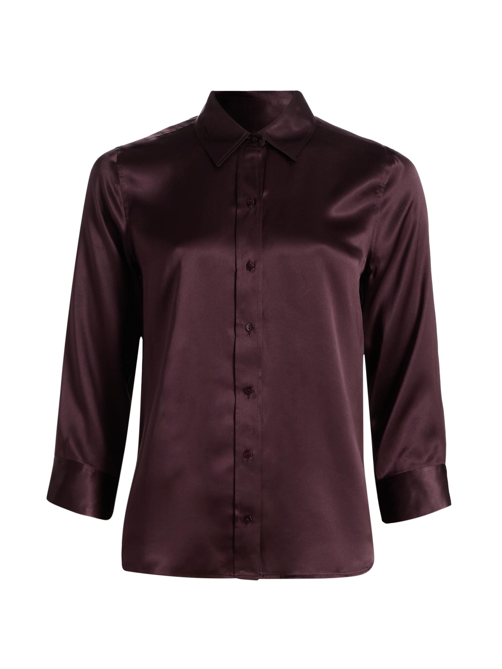 L'AGENCE Women's Dani Satin Silk Blouse - Dark Malbec