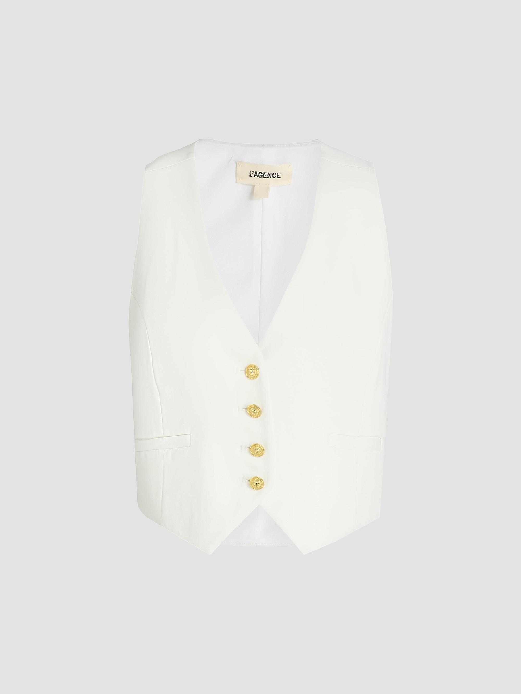 L'AGENCE Jianna V-Neck Short Vest | Saks Fifth Avenue