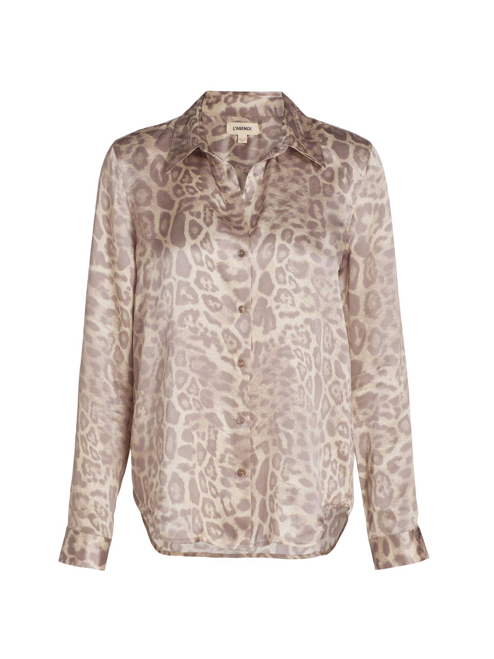 L'AGENCE Women's Tyler Leopard-Print Silk Blouse - Grey Multi Patch Leopard