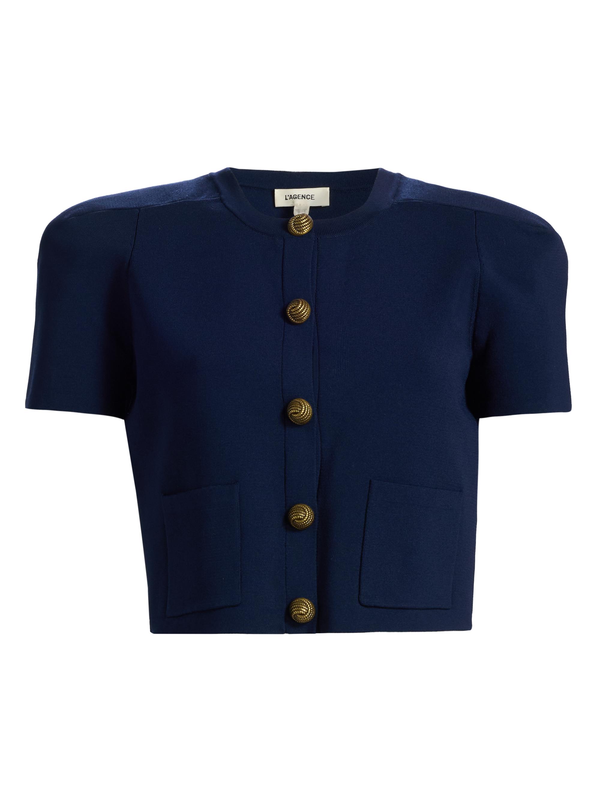 L'AGENCE Women's Britt Statement Knit Crop Cardigan - Midnight Gold