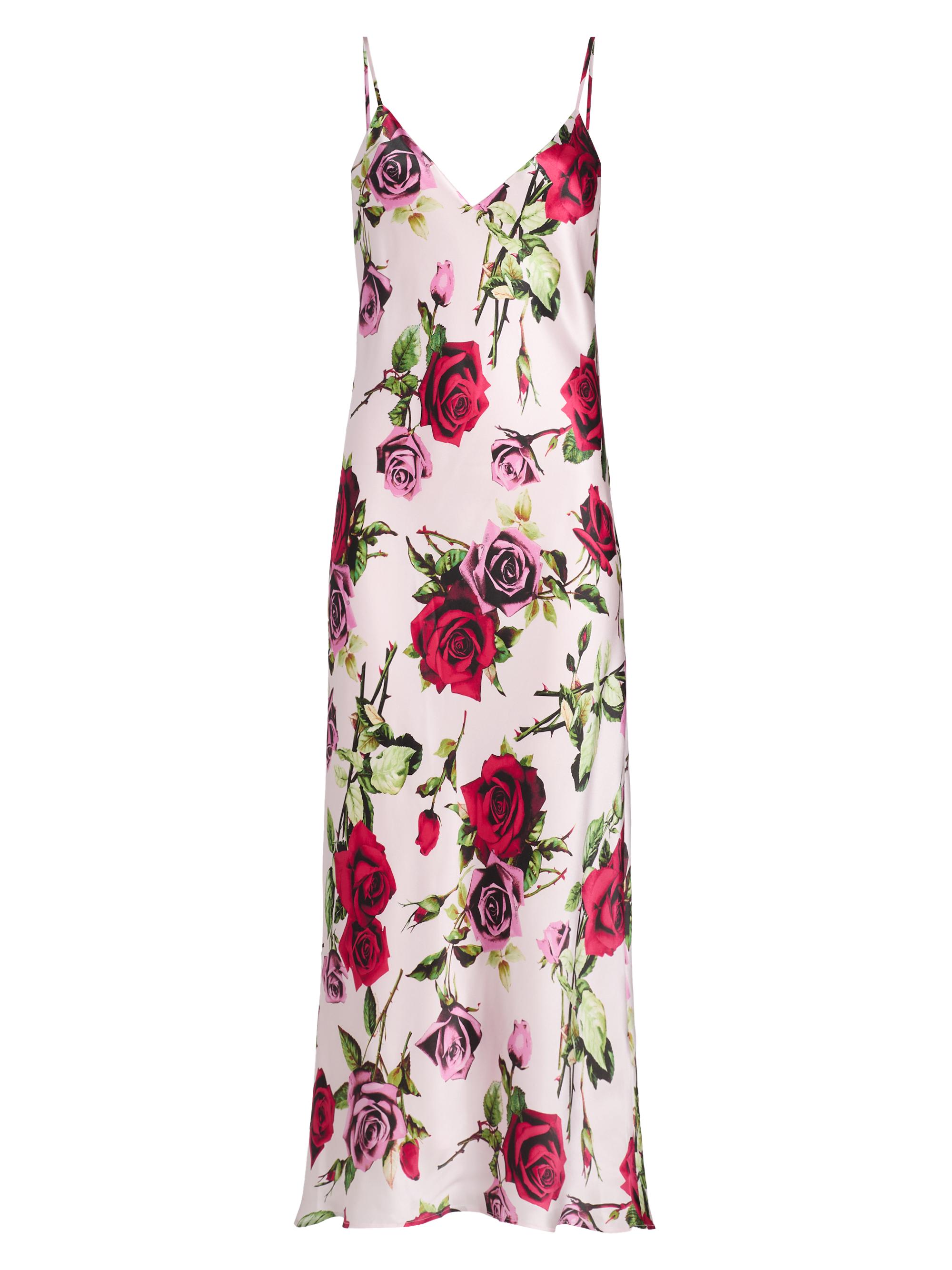 L'AGENCE Women's Seridie Rose Print Silk Midi-Slipdress - Pink Multi Romantic Rose