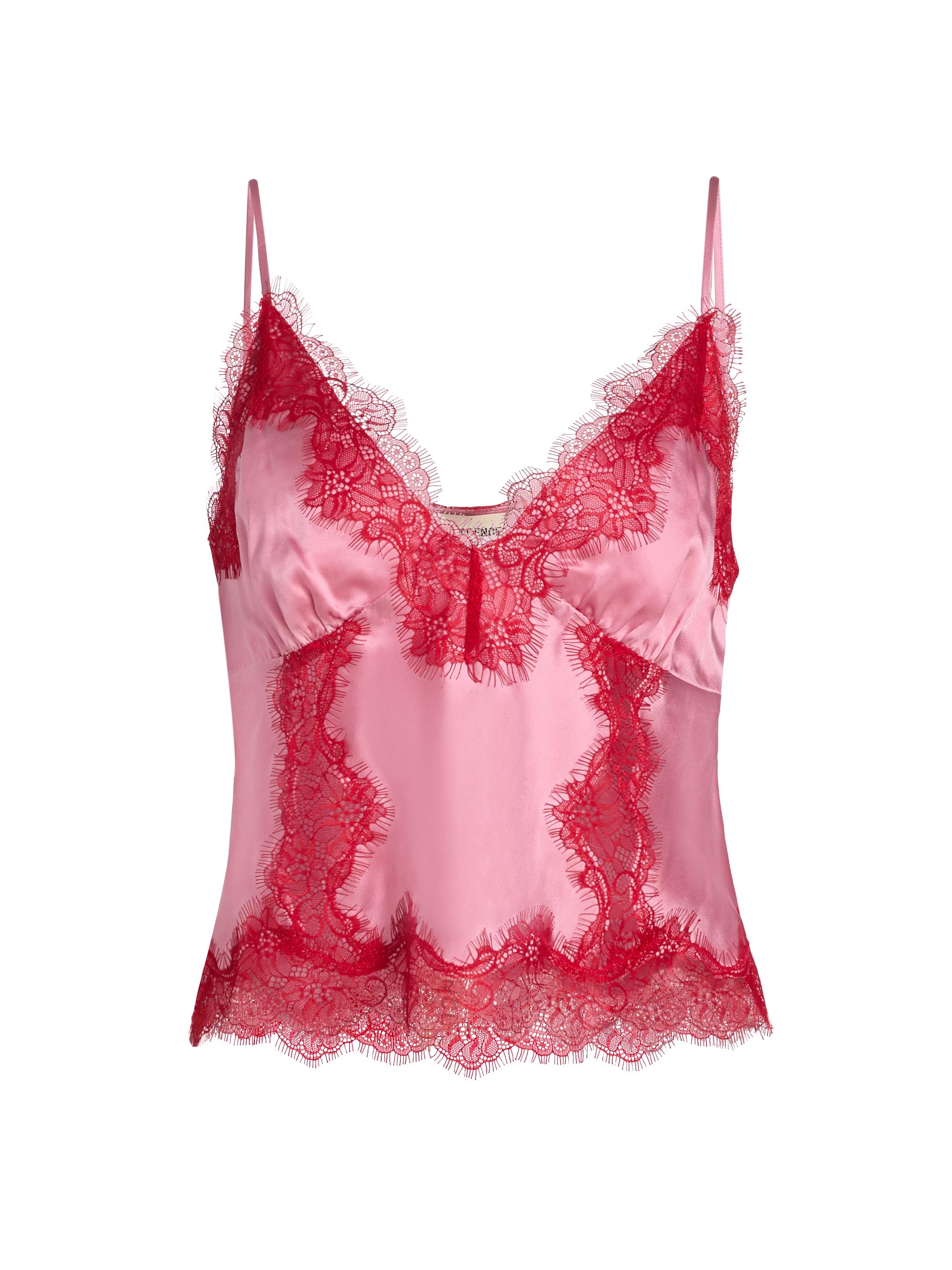 L'AGENCE Women's Kimber Lace Inset Camisole Top - Fondant Pink Chili Pepper