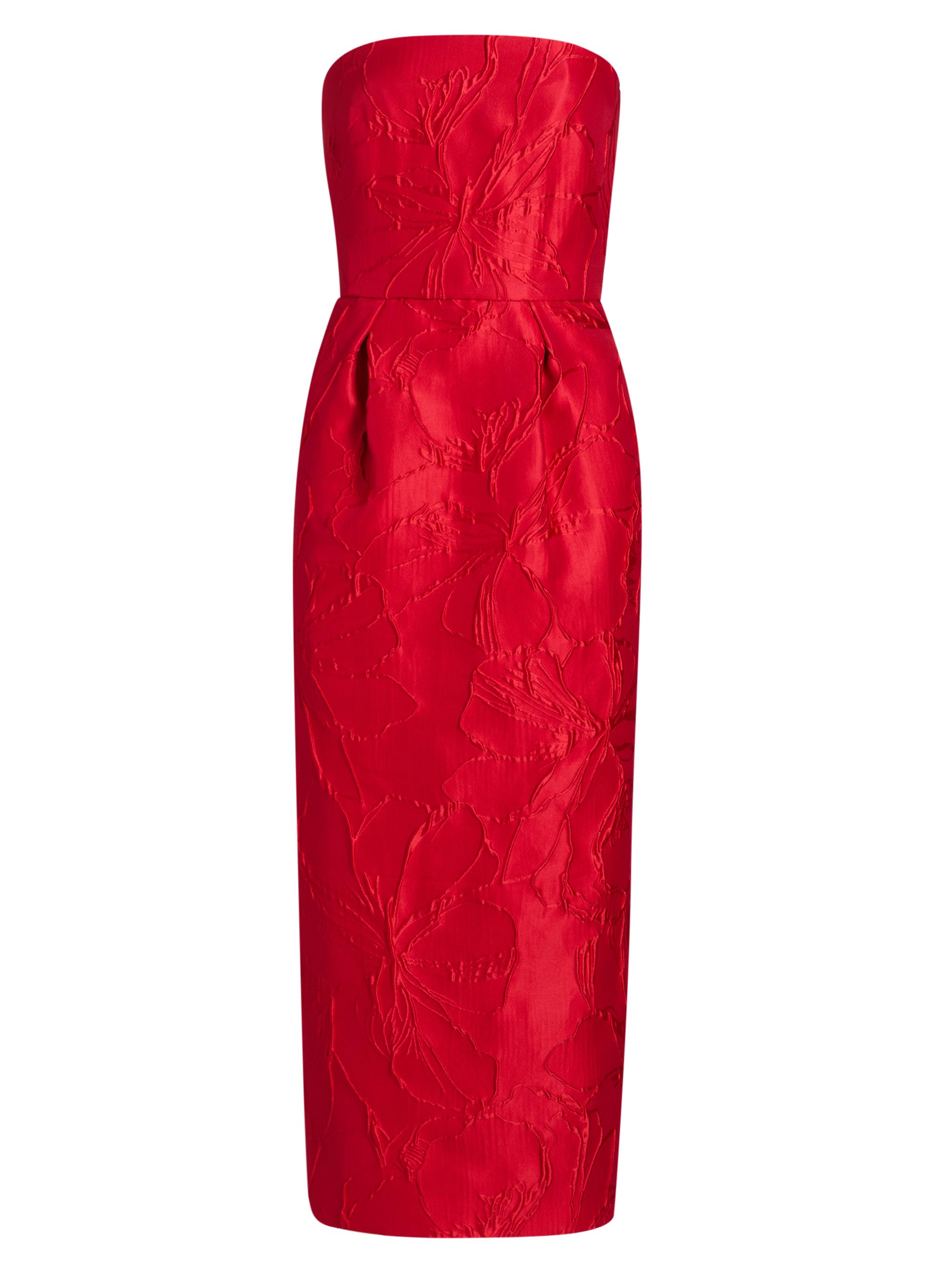 Monique Lhuillier Women's Floral Jacquard Strapless Cocktail Dress - Poppy