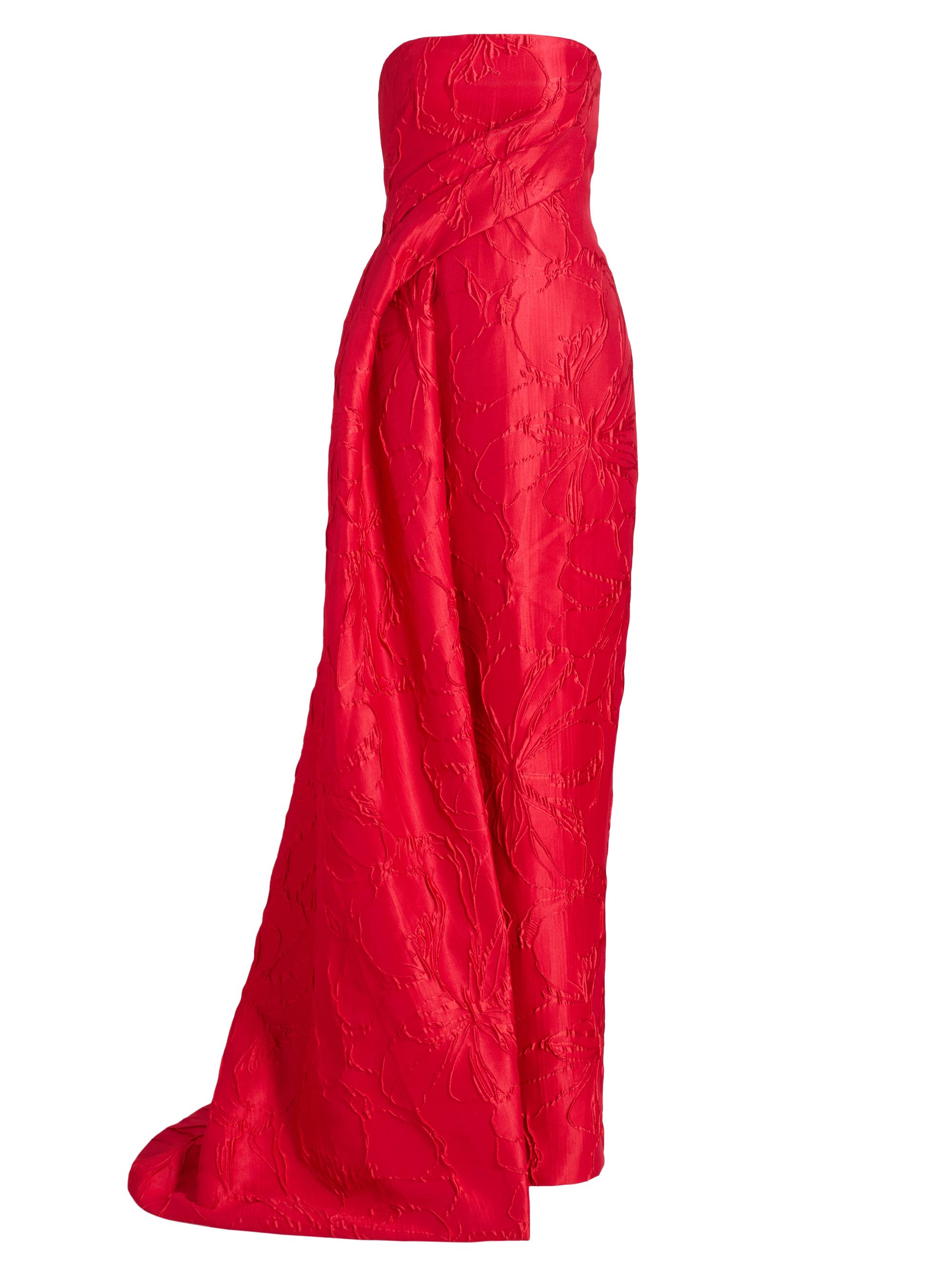 Monique Lhuillier Women's Jacquard Floral Draped Column Gown - Poppy