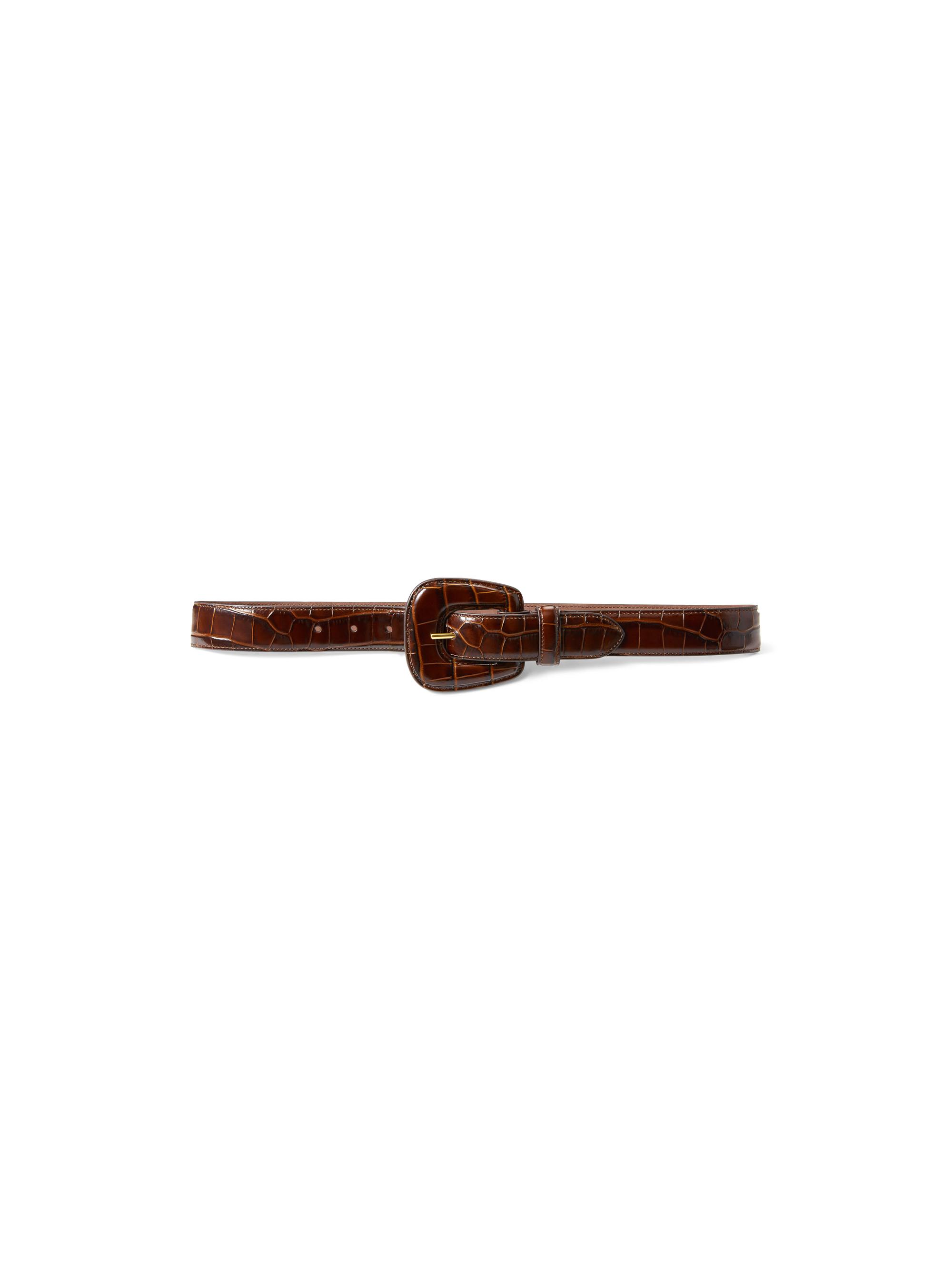 Veronica Beard Women's Elsy Croc-Embossed Leather Belt - Chestnut