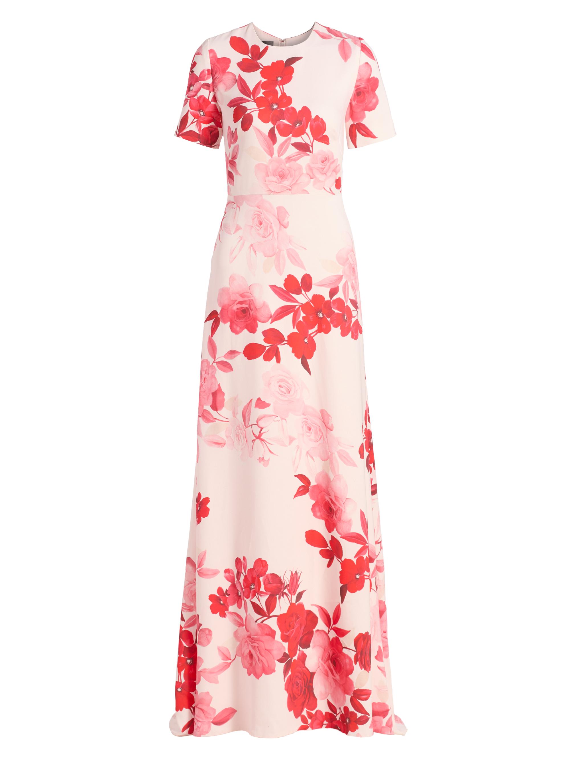 Monique Lhuillier Women's Ombré Floral Short-Sleeve A-Line Gown - Powder Pink Multi