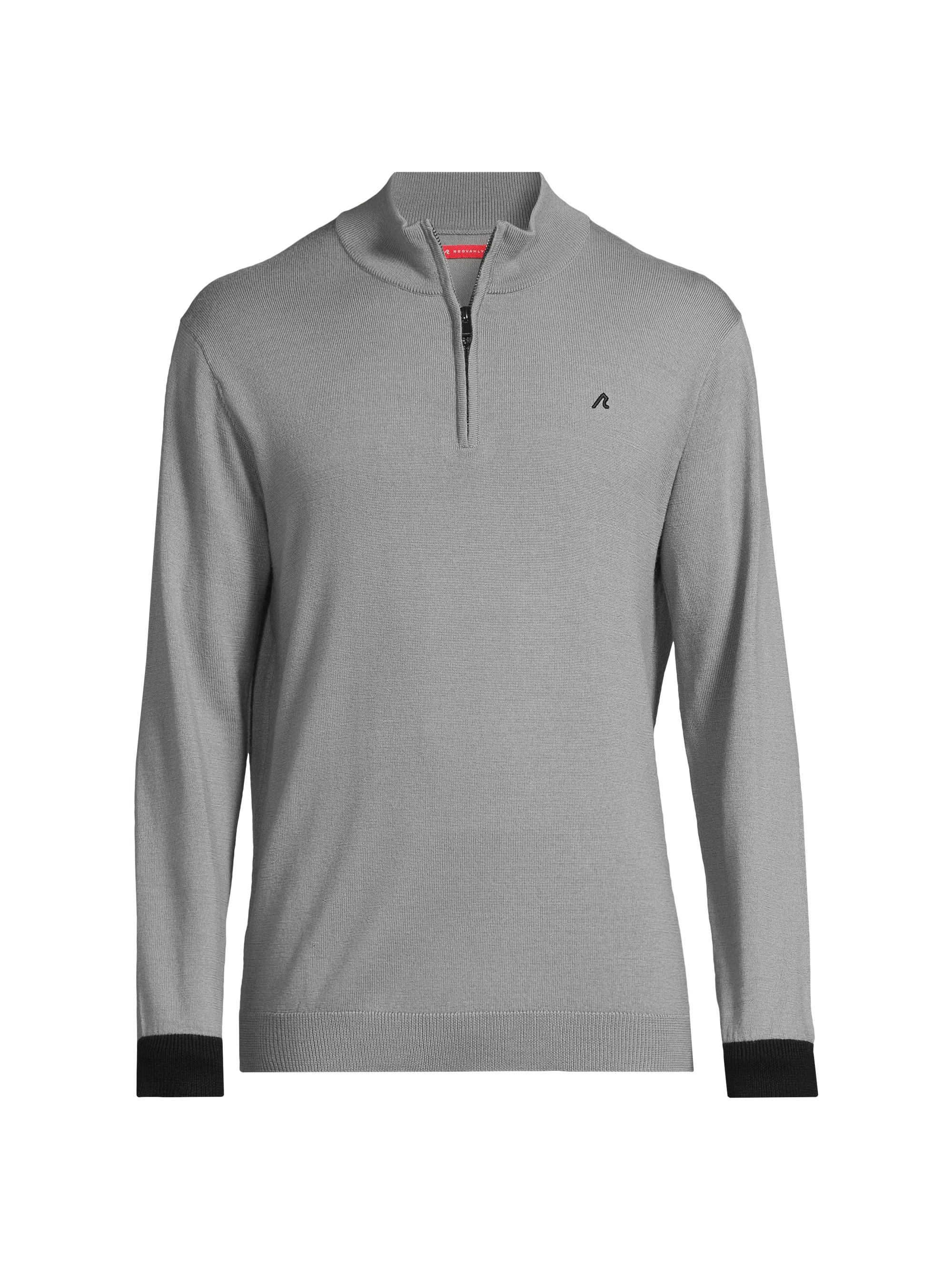 Redvanly Men's Rowe Merino Wool Quarter-Zip Sweater - Shadow