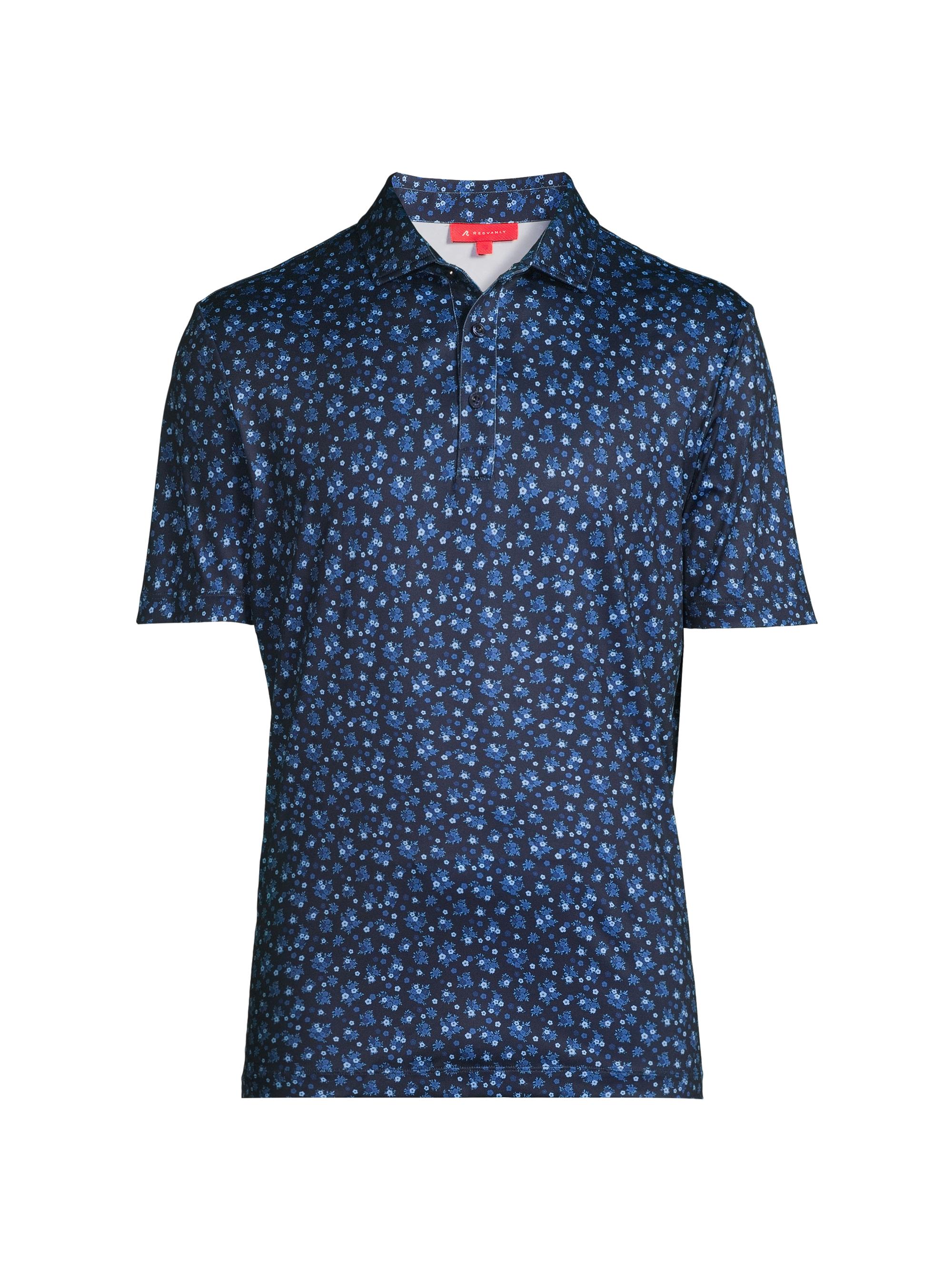 Redvanly Men's Rovana Floral Performance Polo Shirt - Midnight Navy Multi