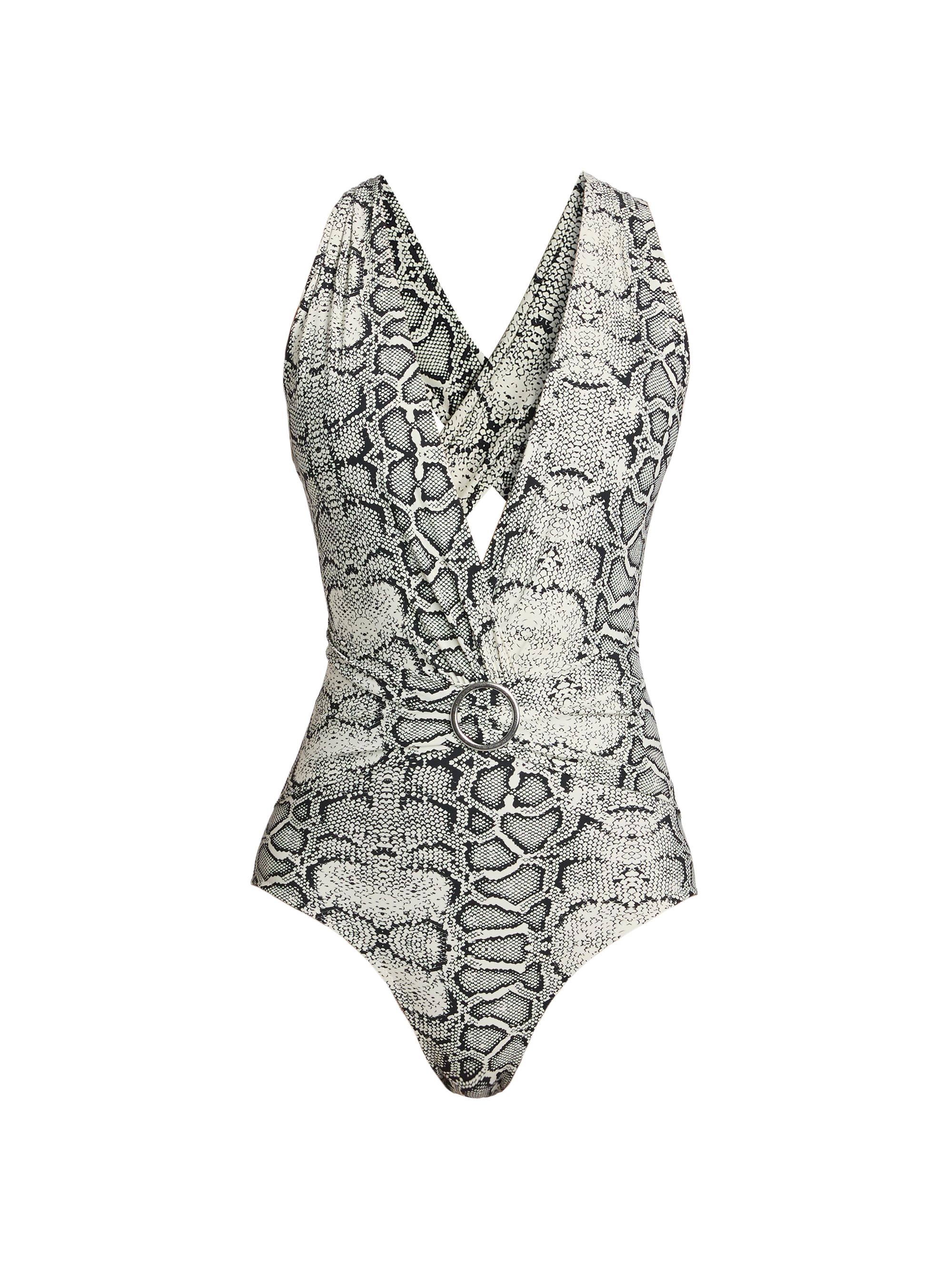 Chiara Boni La Petite Robe Women's Benka Snakeskin-Print Belted One-Piece Swimsuit - Urban Snake
