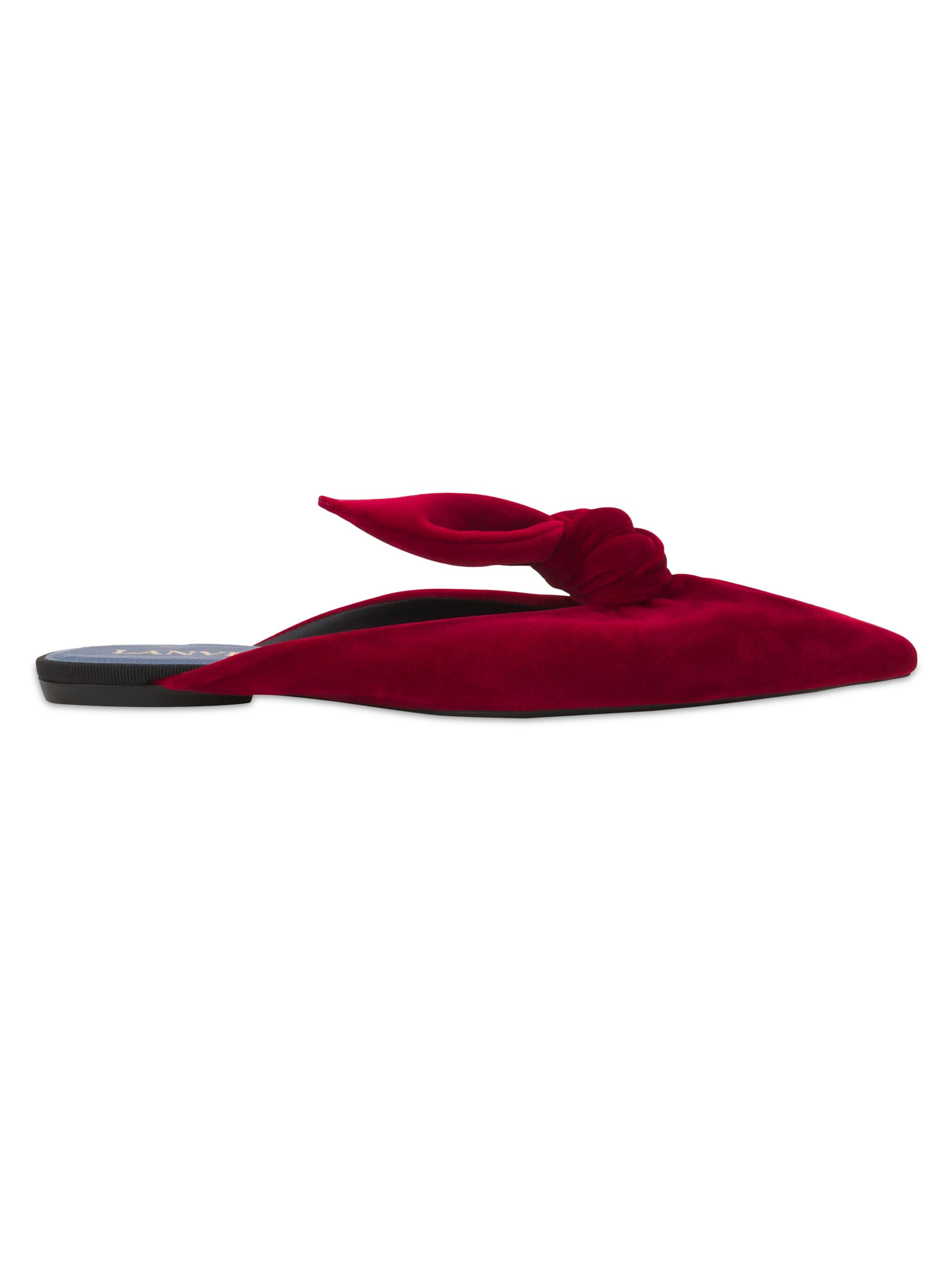 Lanvin Women's Midnight Step Velvet Bow Mules - Red