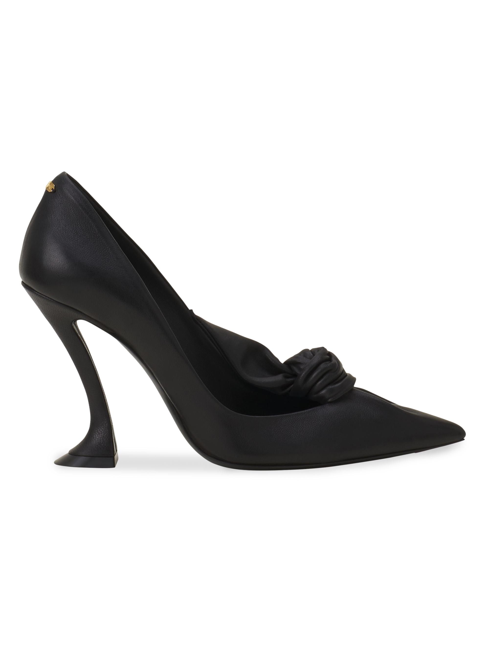 Lanvin Women's Midnight Step Leather Bow Pumps - Black