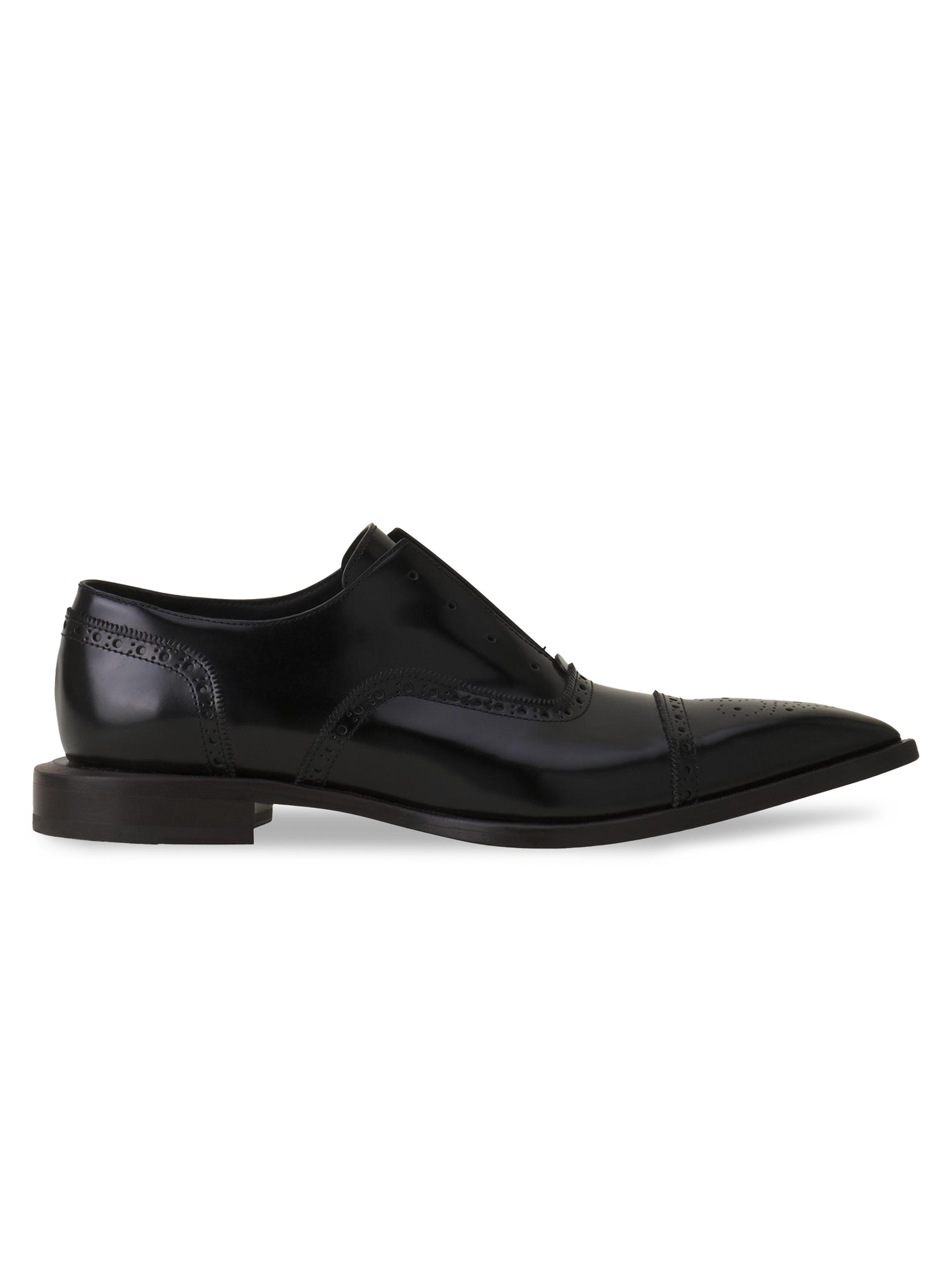 Lanvin Men's Brogue Oxford Shoes in Shiny Leather - Black