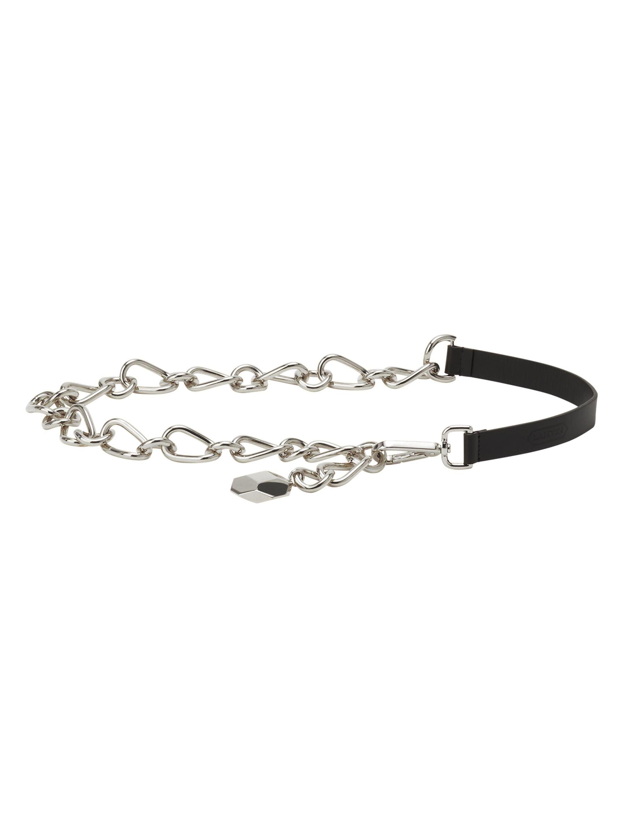 Lanvin Women's Catch by  Leather and Metal Chain Belt - Argent Noir