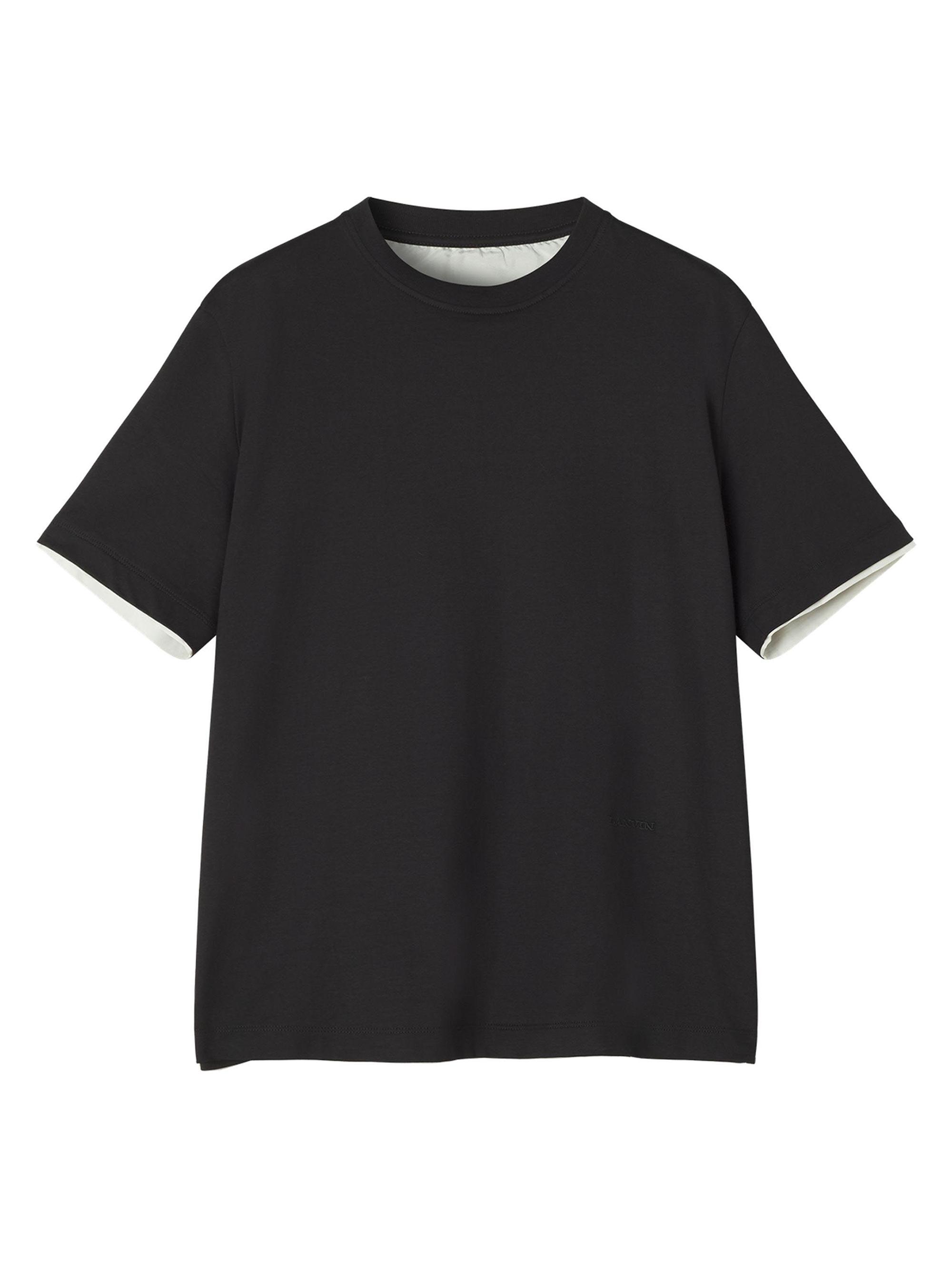 Lanvin Men's Cotton T-Shirt with Silk Detail - Black