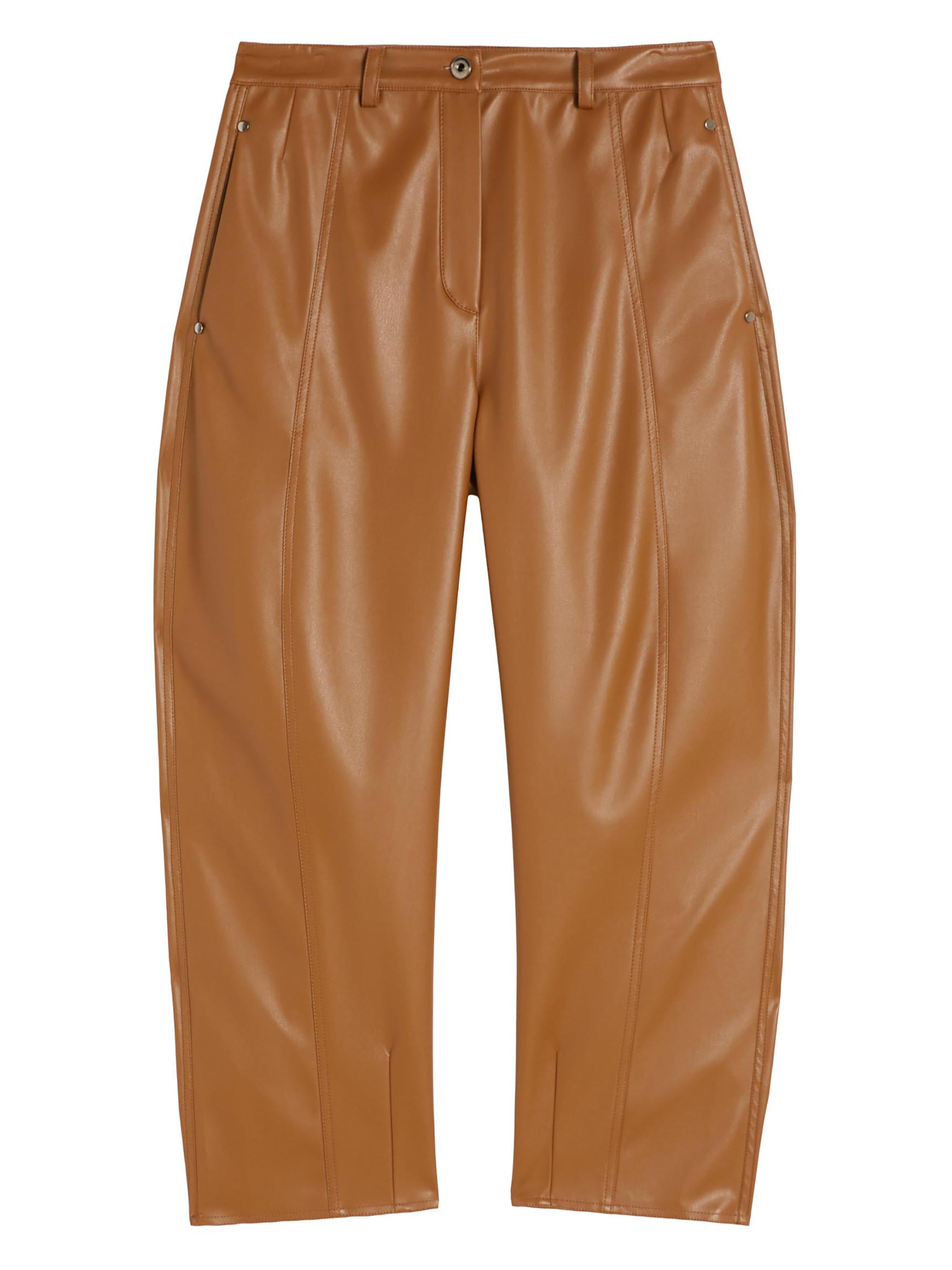 MM Max Mara Women's Nappa Leather Look Jersey Trousers - Tobacco