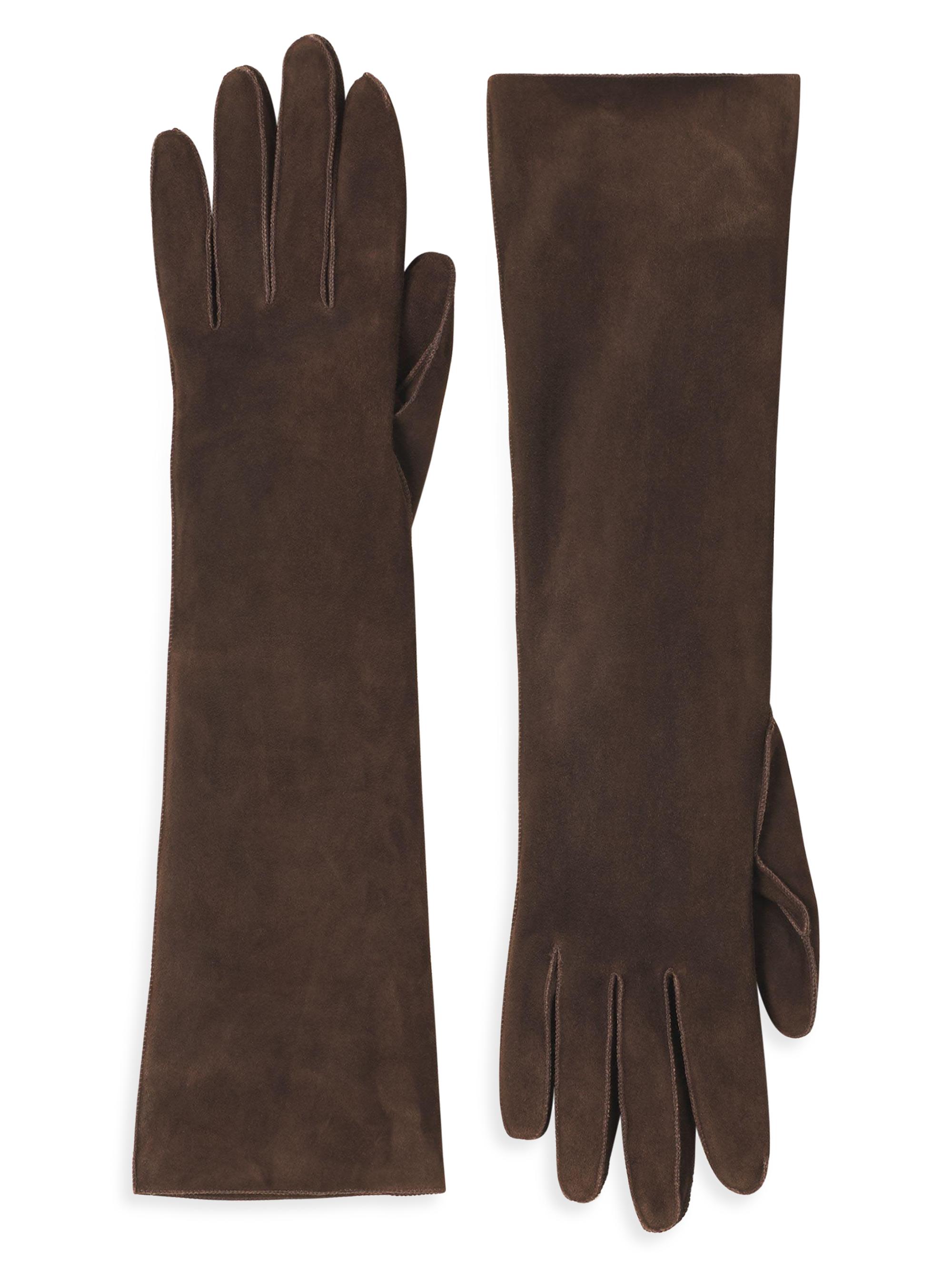 Lanvin Women's Long Slim Suede Gloves - Mocha
