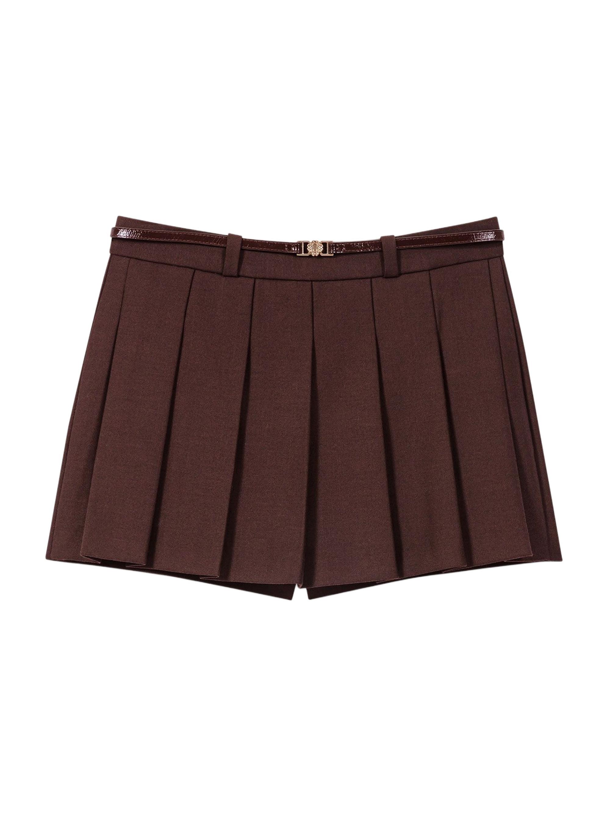 Maje Women's Pleated Skort - Brown