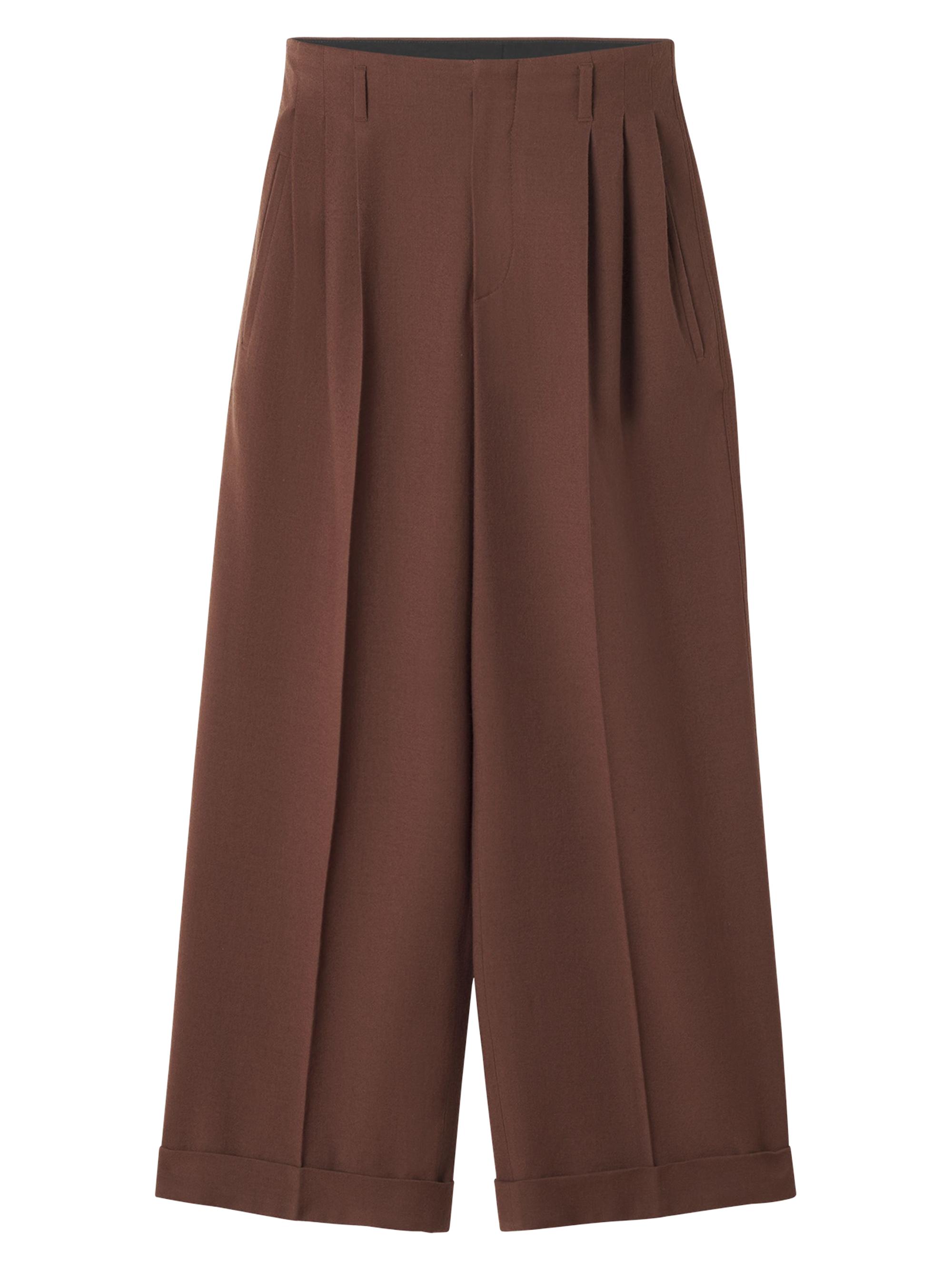 Lanvin Men's Wide-Leg Flannel Pants - Mocha