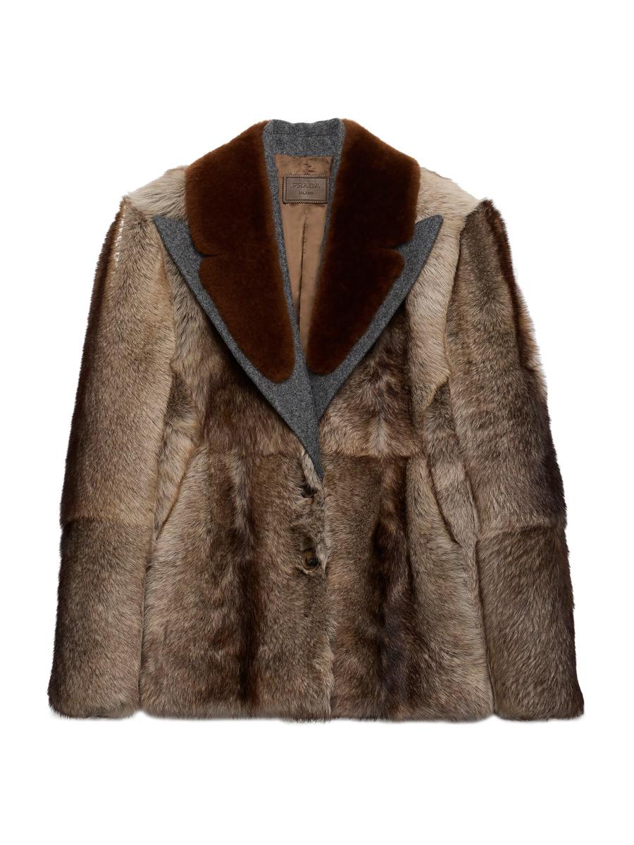 Prada Shearling and Cloth Coat | Saks Fifth Avenue