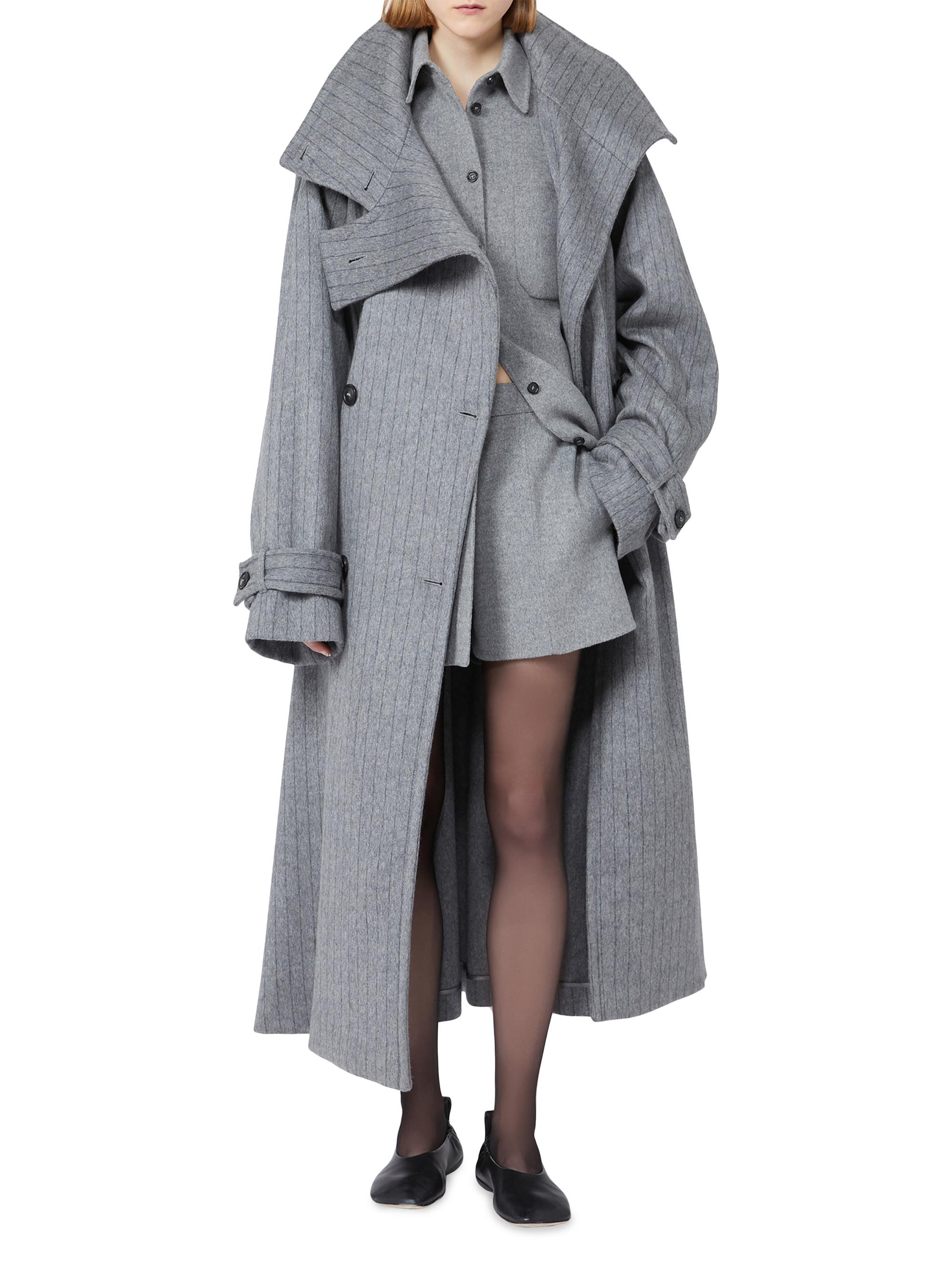 Sportmax Pinstriped Trench Coat in Pure Wool | Saks Fifth Avenue