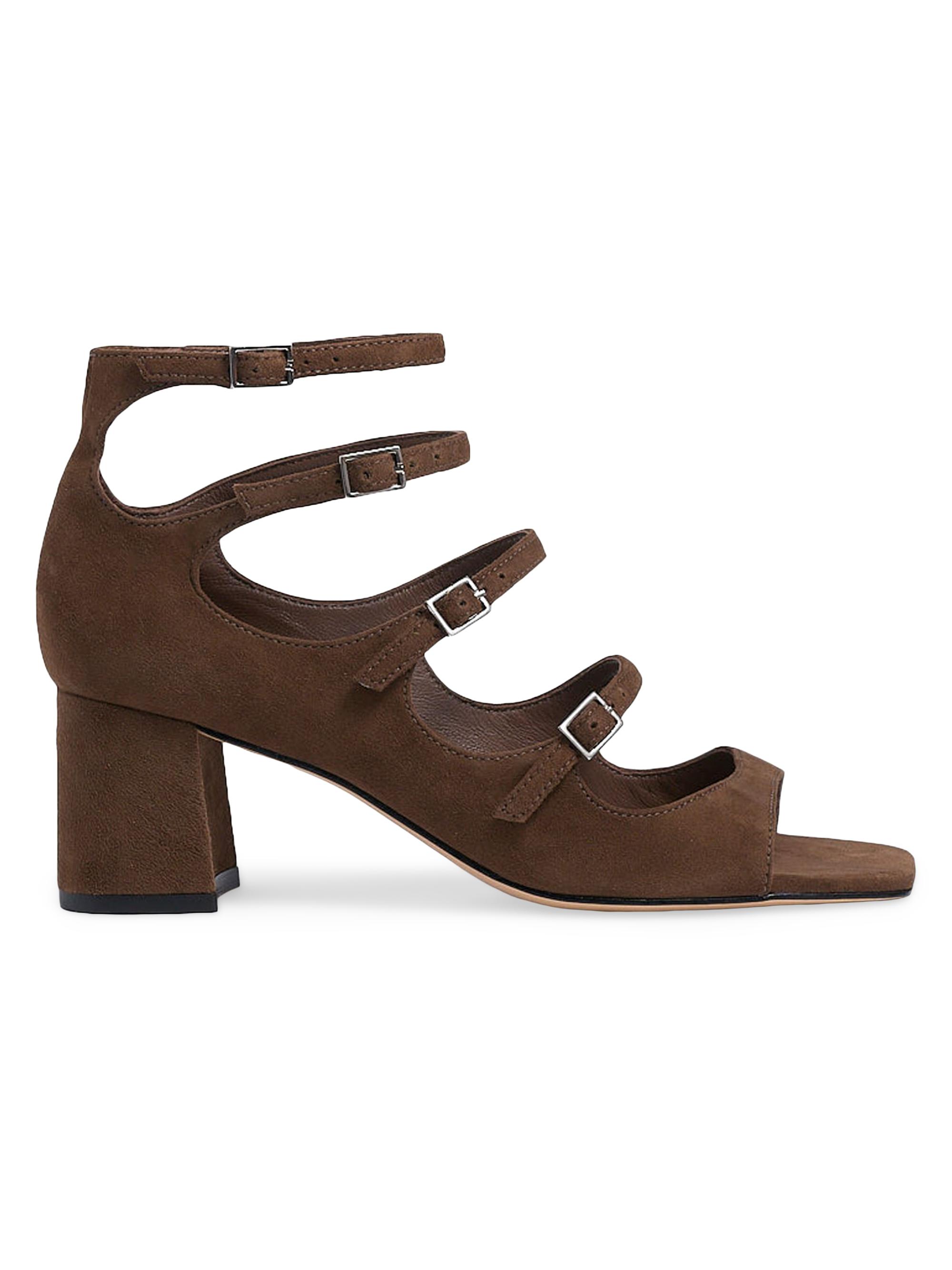 Marion Parke Women's Francine Block Sandals in Suede - Mocha