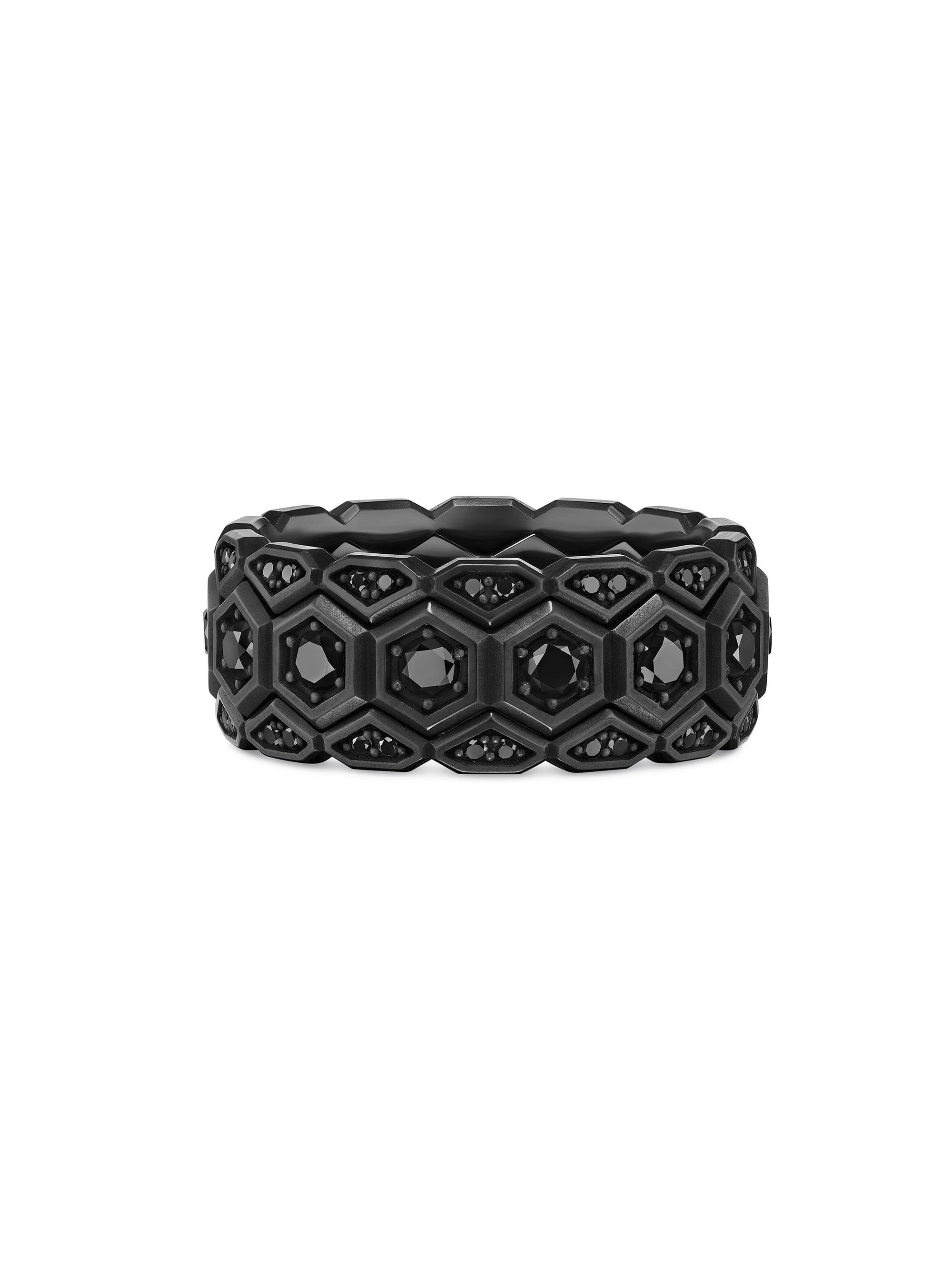 David Yurman Men's Hex Stack Ring in Black Titanium - Black Diamond