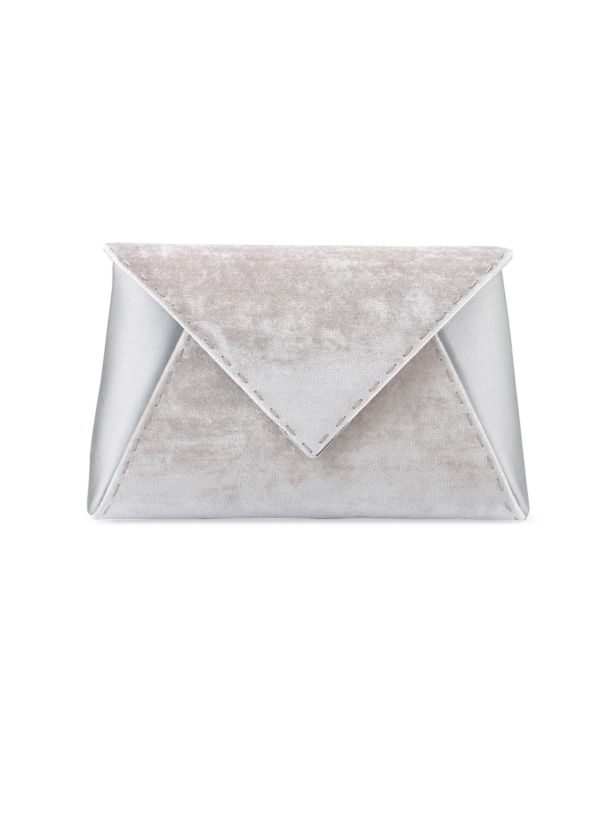 Tyler Ellis Women's Lee Pouchet  Crushed Velvet and Satin with Silver Hardware - Platinum