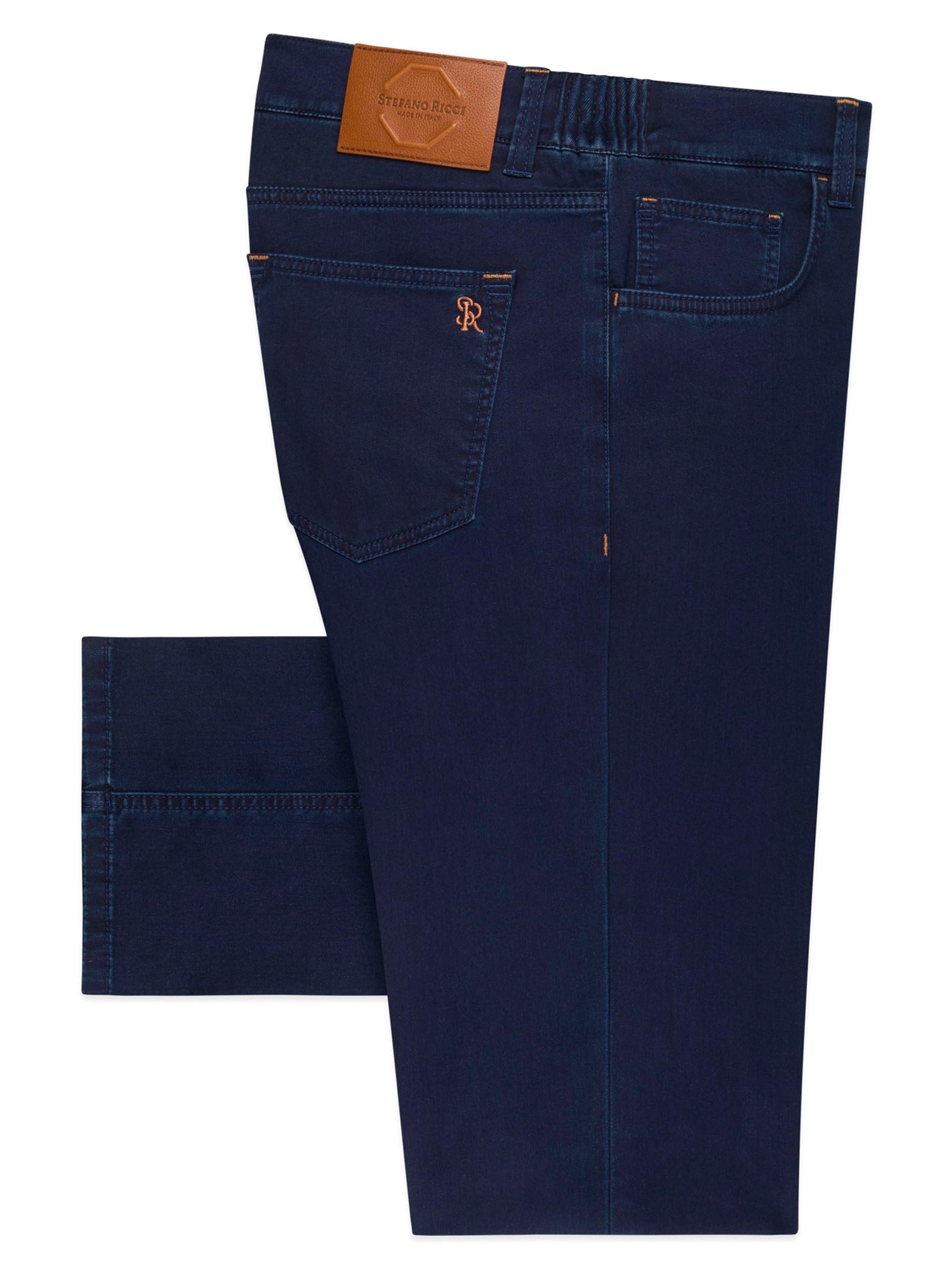 Stefano Ricci Men's Stretch Denim Sport Jeans - Dark Blue