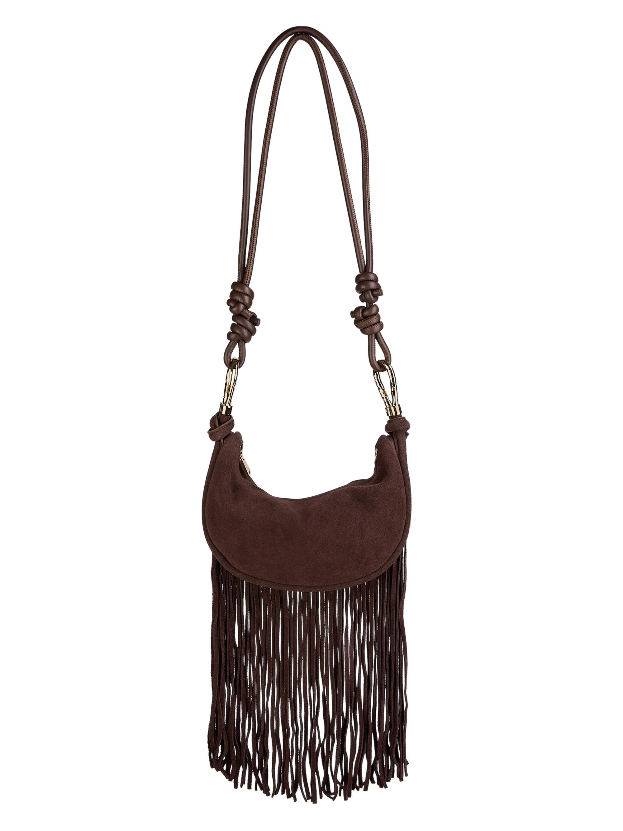SIMKHAI Women's Avery Fringed Suede Crossbody Bag - Cacao