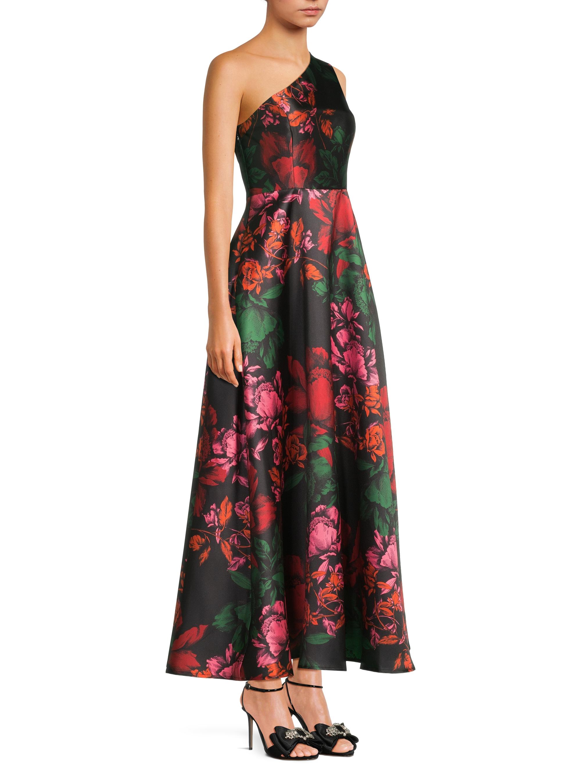 knee length dresses for ladies Hutch "Cassandra" One Shoulder Floral Dress 11155