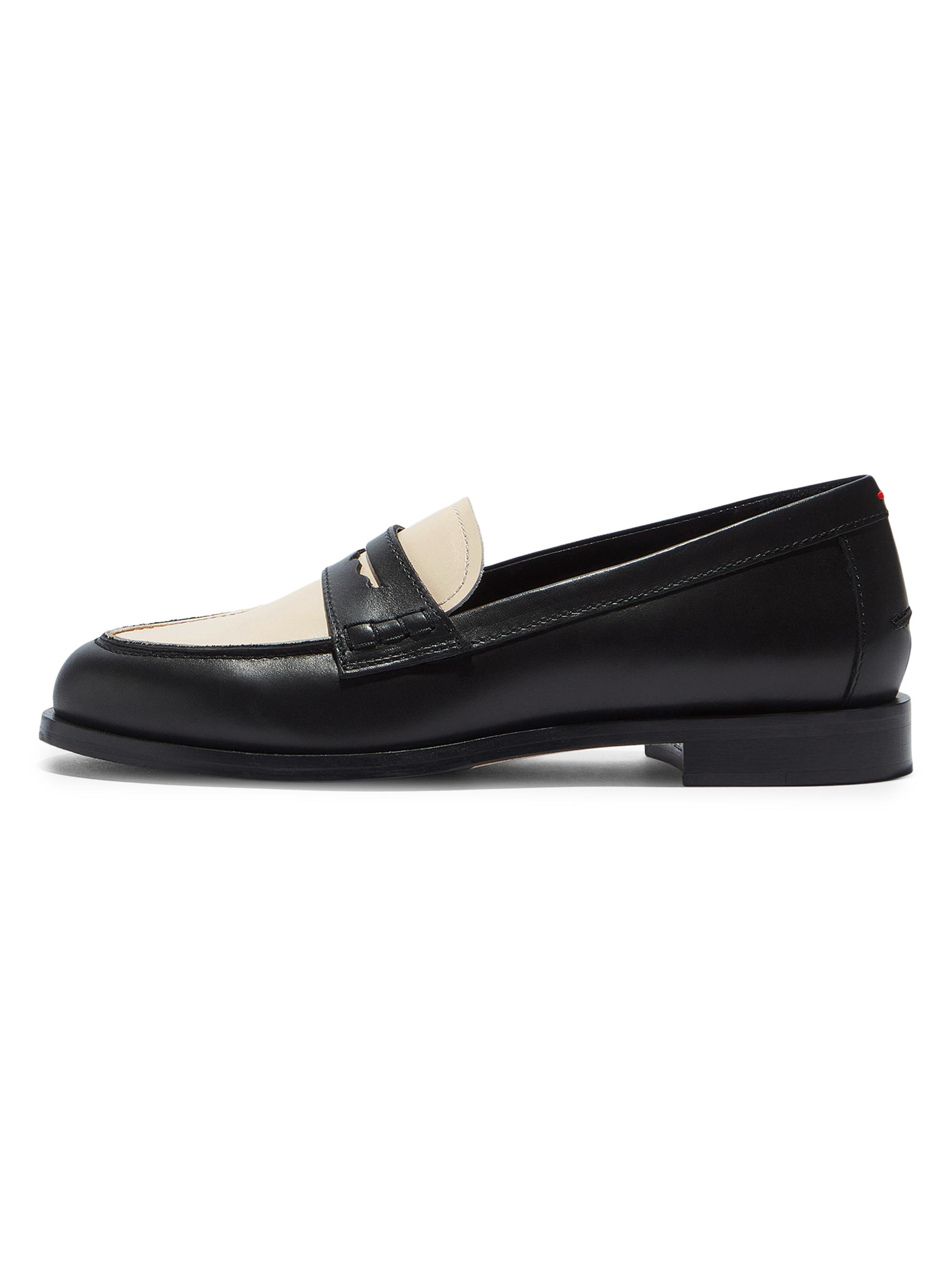 aeyde Women's Oscar Penny Loafers - Black Creamy