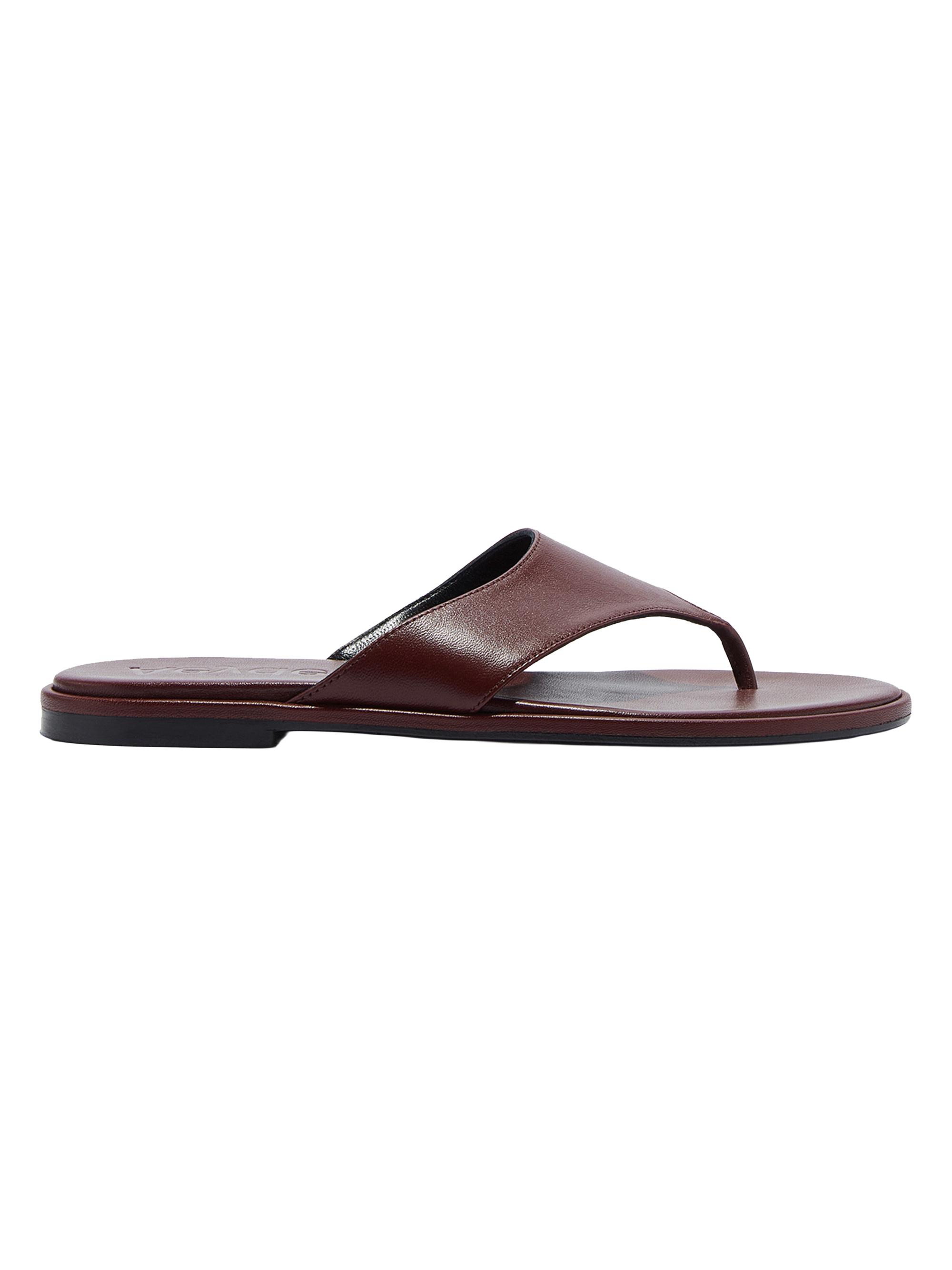 aeyde Women's Amaya Leather Flat Sandals - Port
