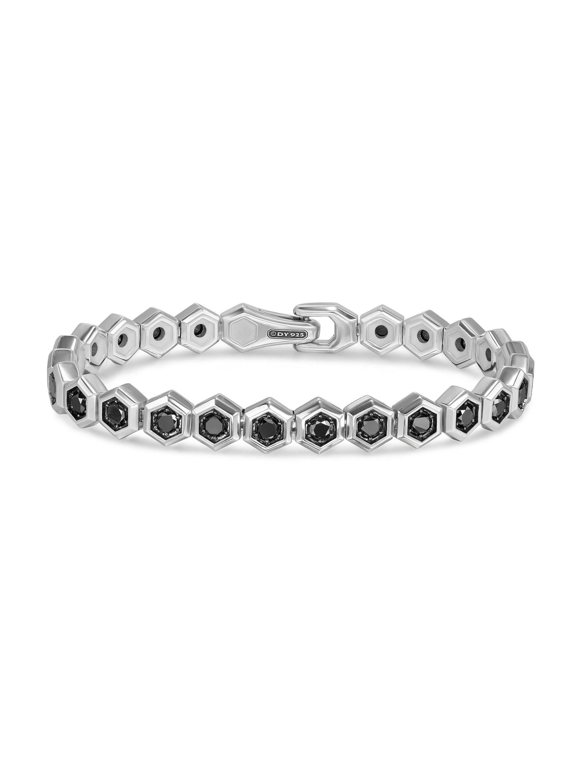 David Yurman Men's Hex Pavé Tennis Bracelet in Sterling Silver - Diamond