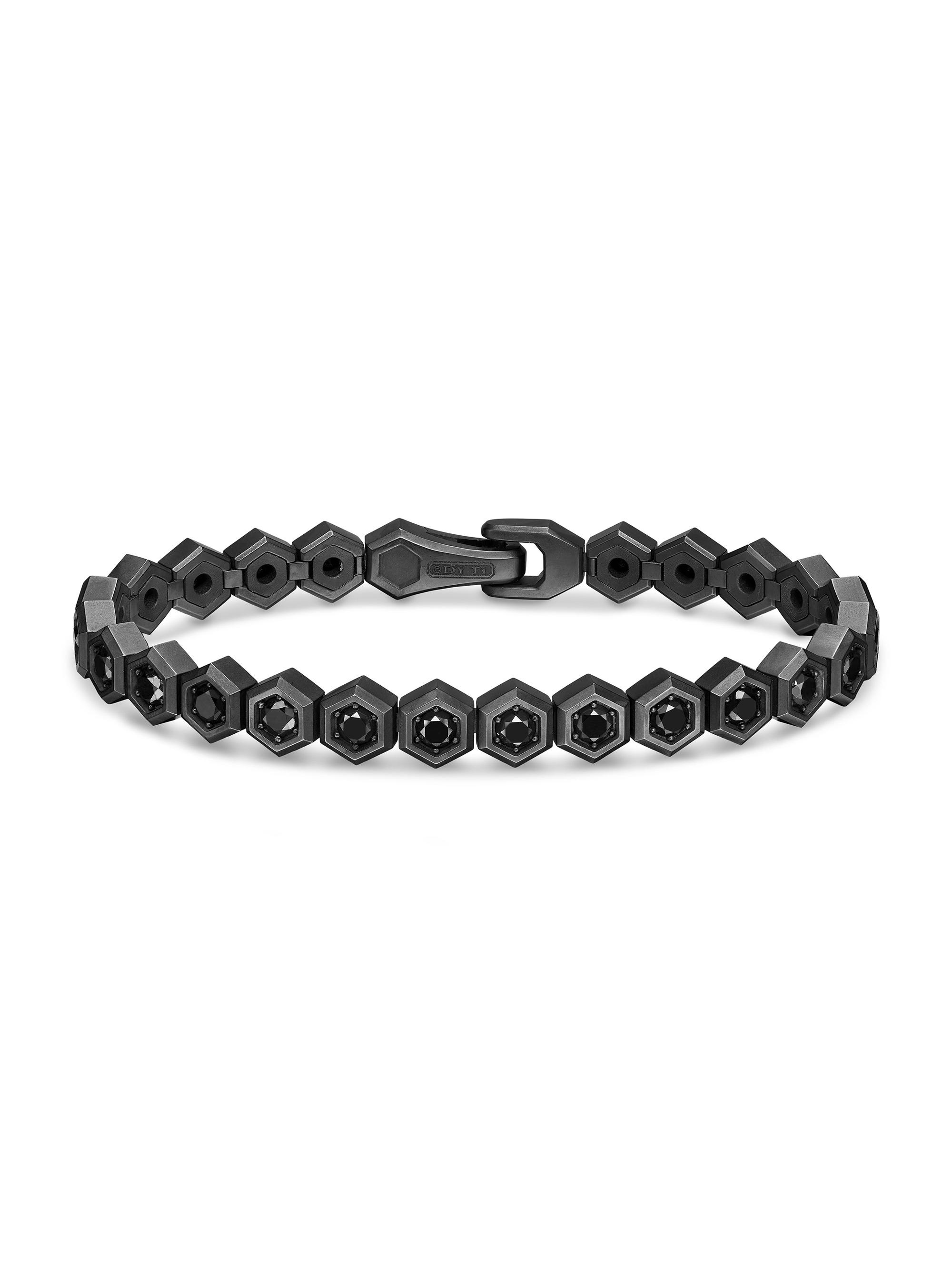David Yurman Men's Hex Pavé Tennis Bracelet in Black Titanium - Black Diamond