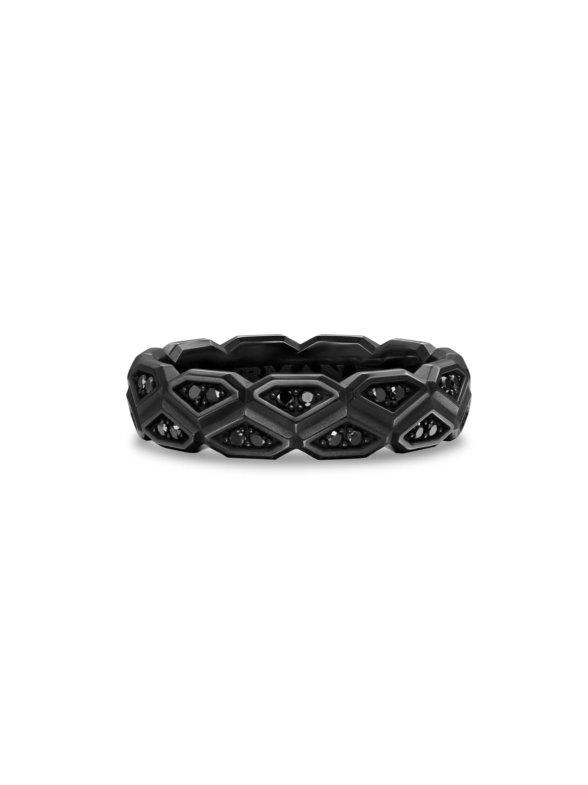 David Yurman Men's Hex Band Ring in Black Titanium - Black Diamond