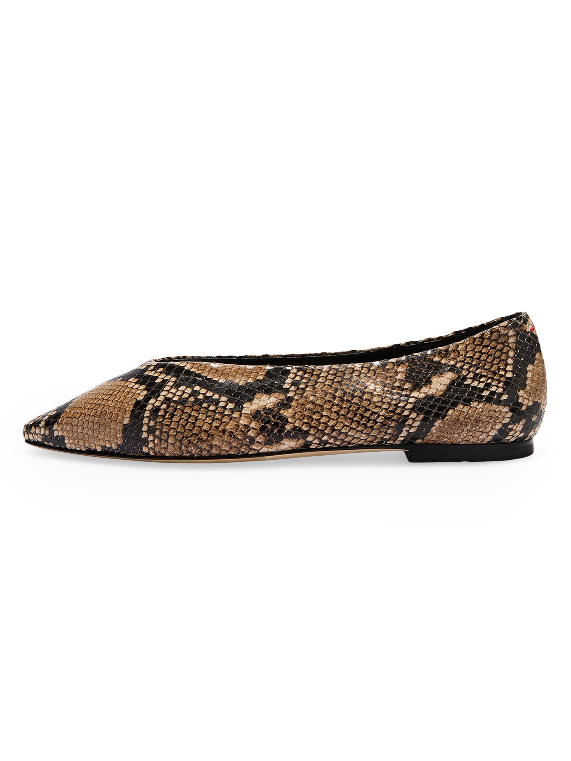 aeyde Women's Betty Snake-Embossed Leather Flats - Hazelnut
