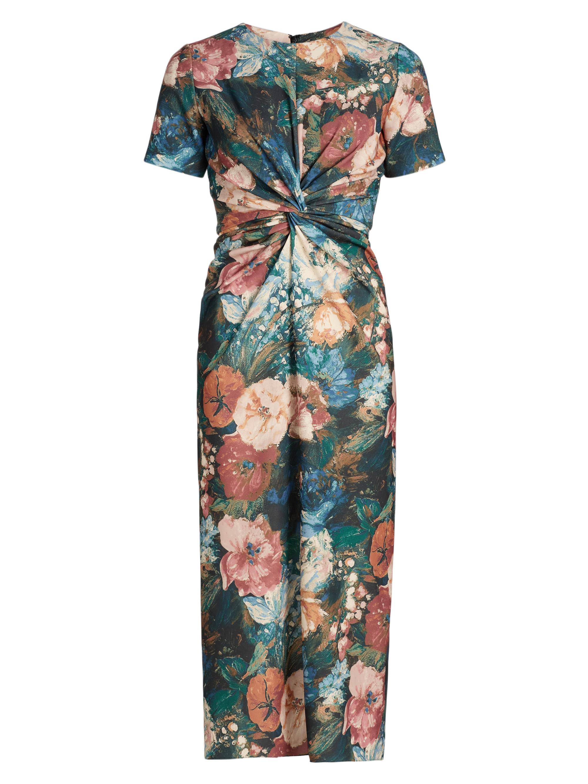 Prabal Gurung Women's Floral Twist-Front Cocktail Dress - Green Peach Multi