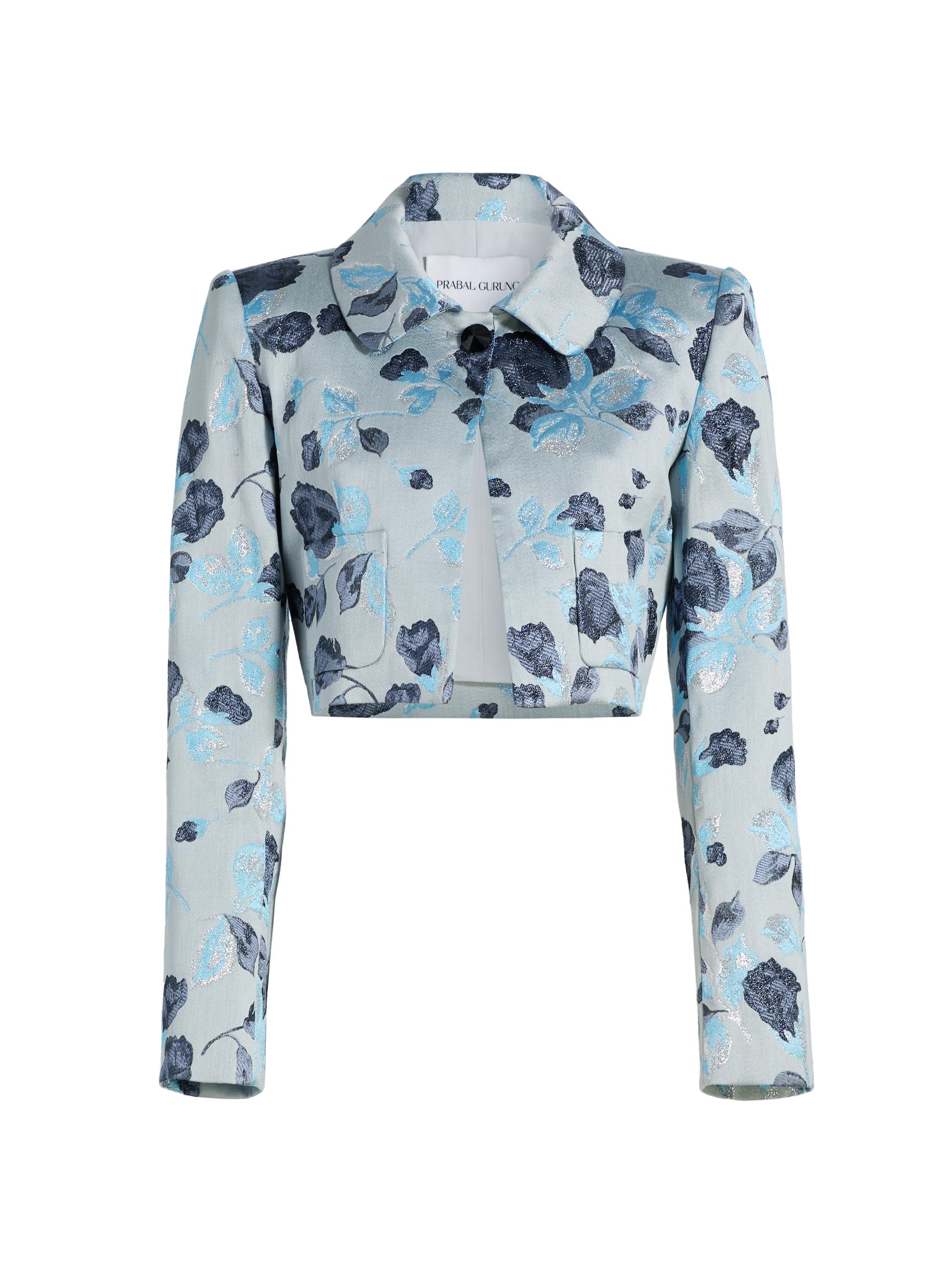 Prabal Gurung Women's Floral Jacquard Bolero Jacket - Ice Blue Multi