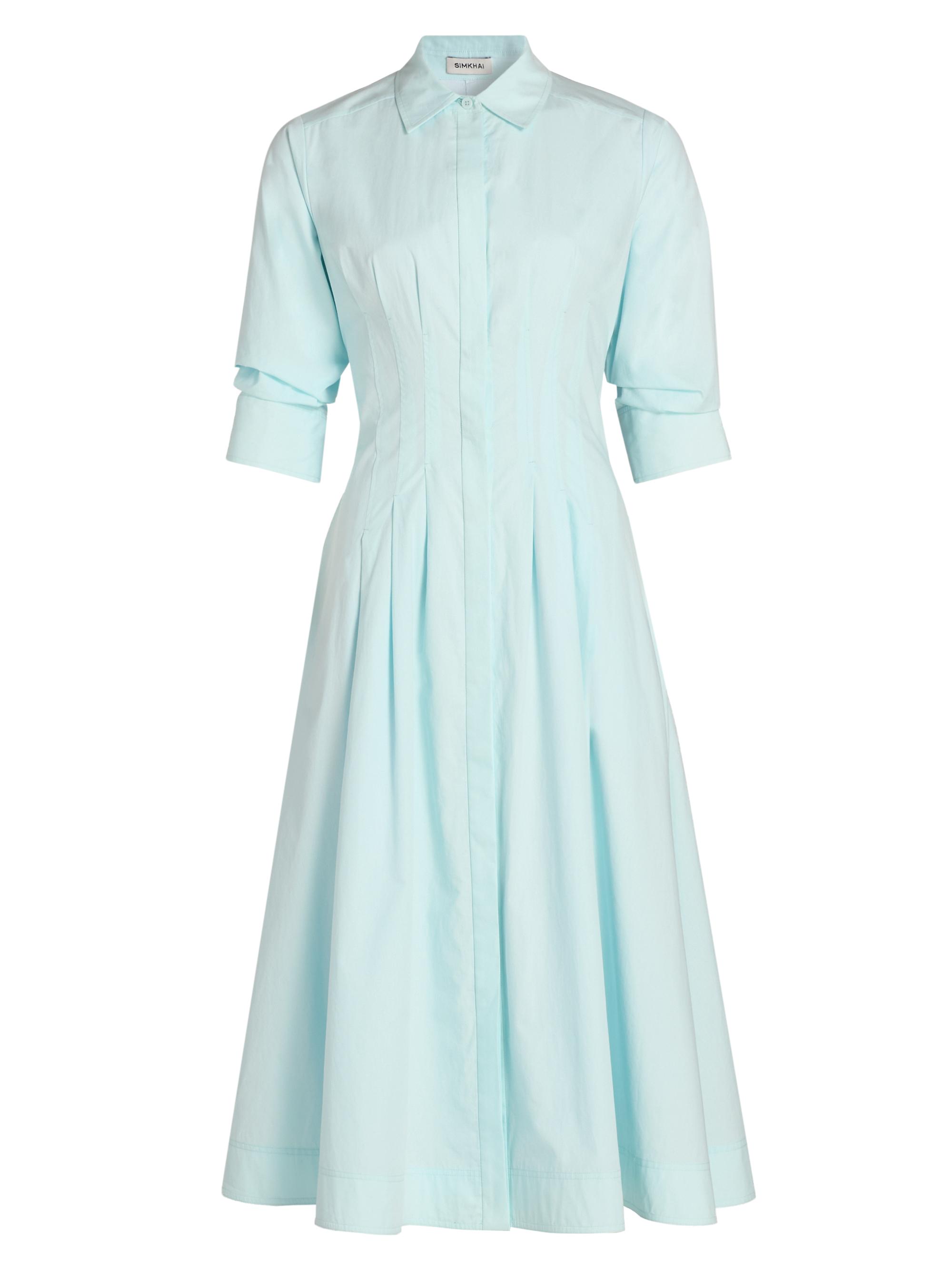 SIMKHAI Women's Jazz Pintuck Cotton-Blend Midi-Dress - Sky