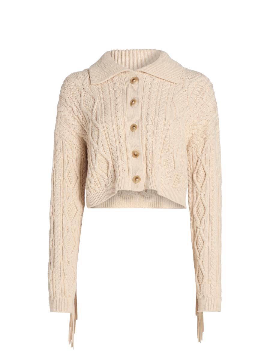 Simkhai Women's Virginia Cotton-blend Cable-knit Crop Cardigan In Sand