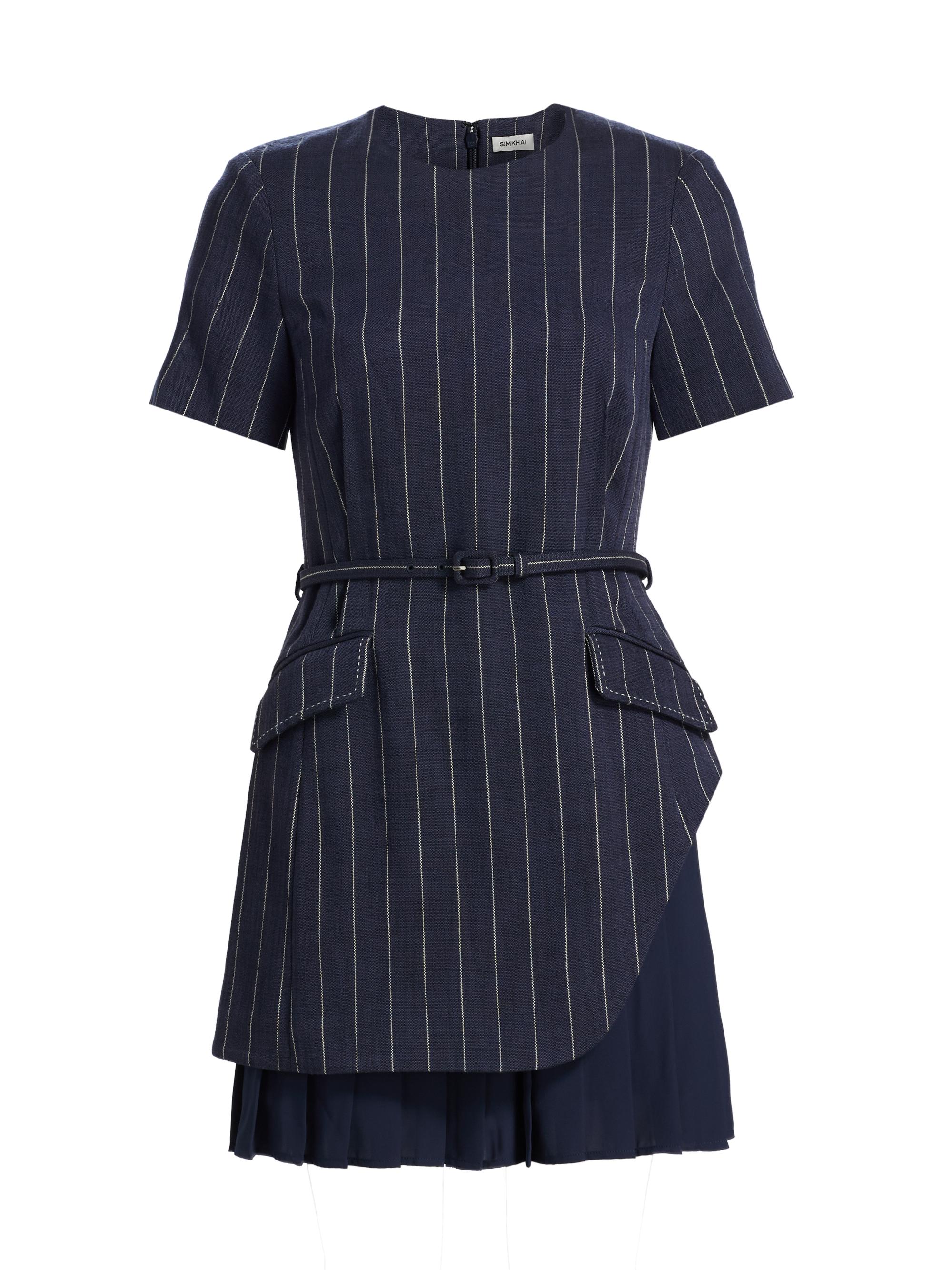 SIMKHAI Women's Blakely Striped Layered Minidress - Midnight Stripe